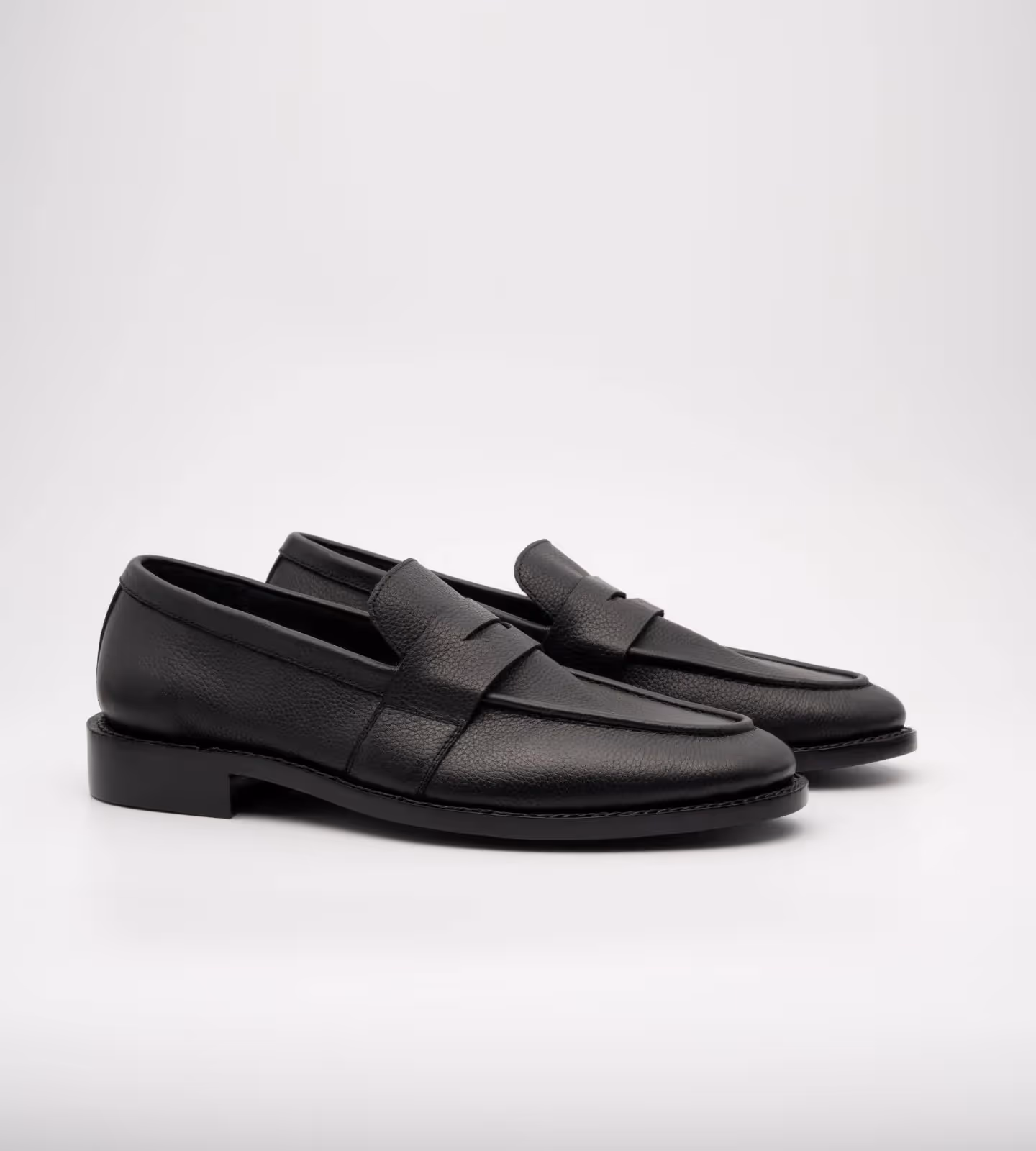 Hand-Welted Unlined Black Milled Leather Penny Loafer image 2
