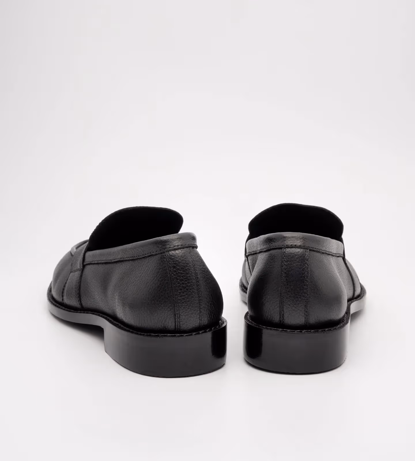 Hand-Welted Unlined Black Milled Leather Penny Loafer image 4