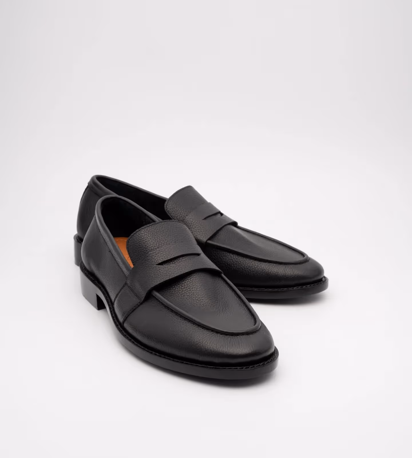 Hand-Welted Unlined Black Milled Leather Penny Loafer image 5