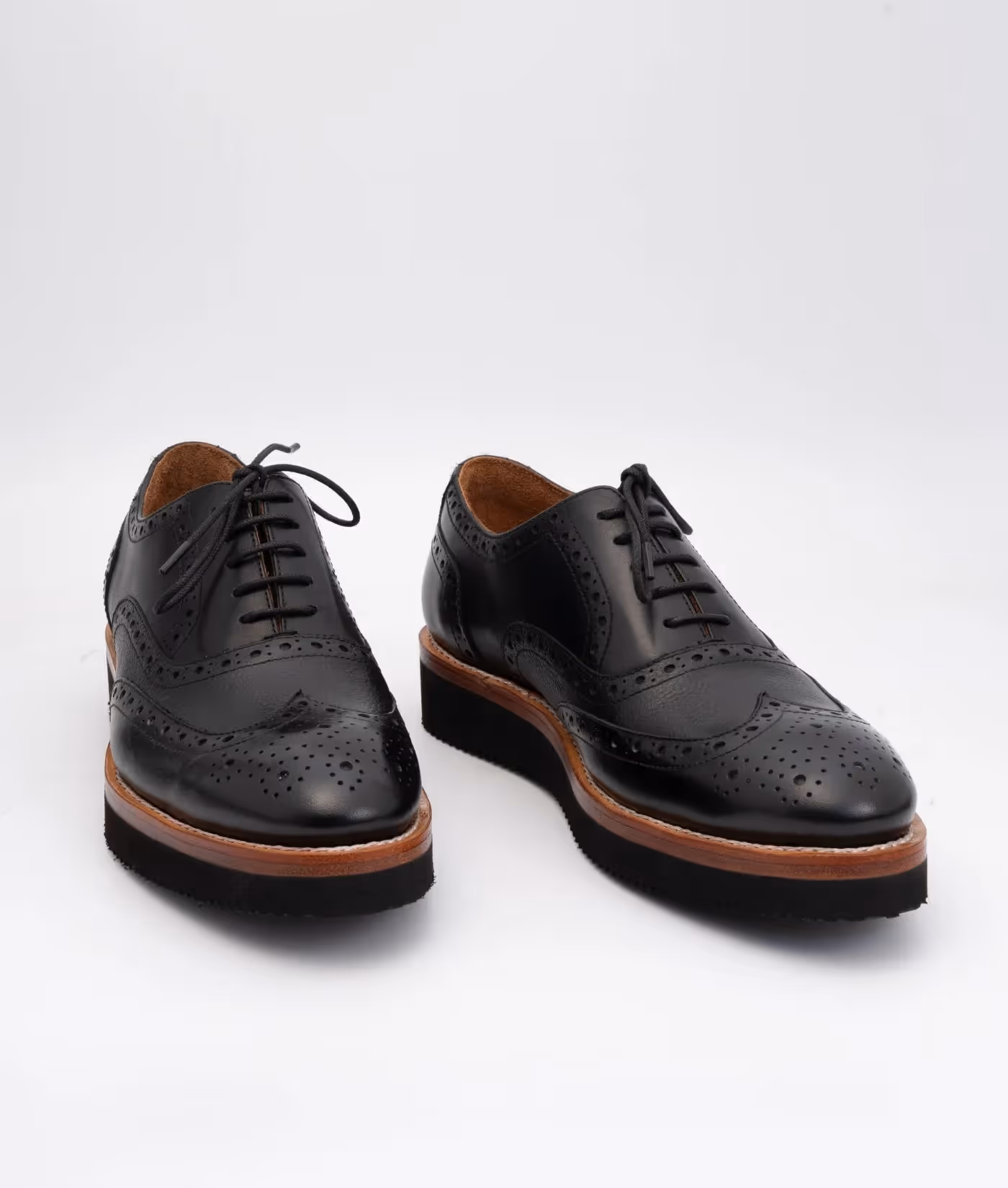 Hand Welted Vibram Comfort Black Wingtip Oxfords image 1