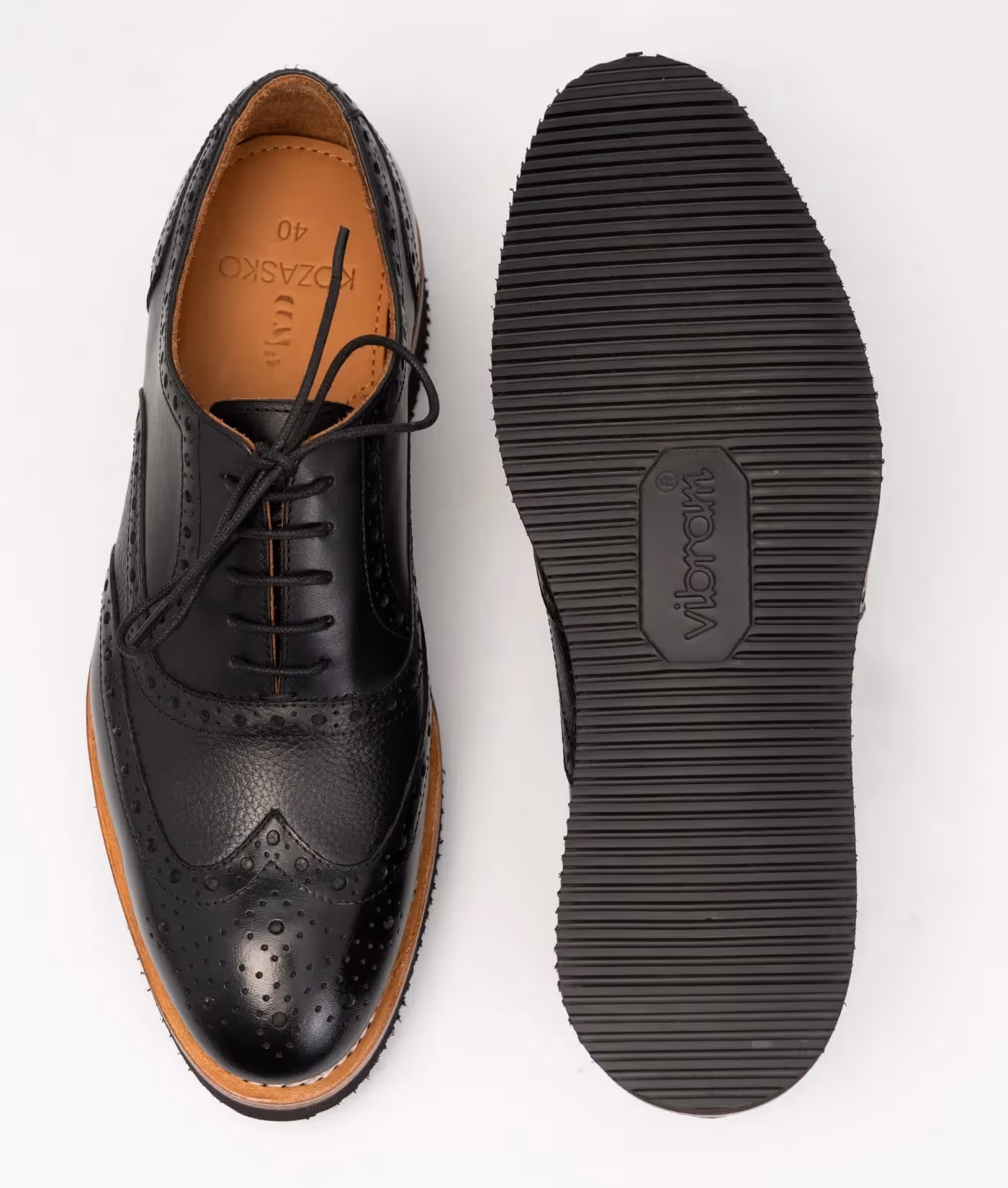 Hand Welted Vibram Comfort Black Wingtip Oxfords image 4