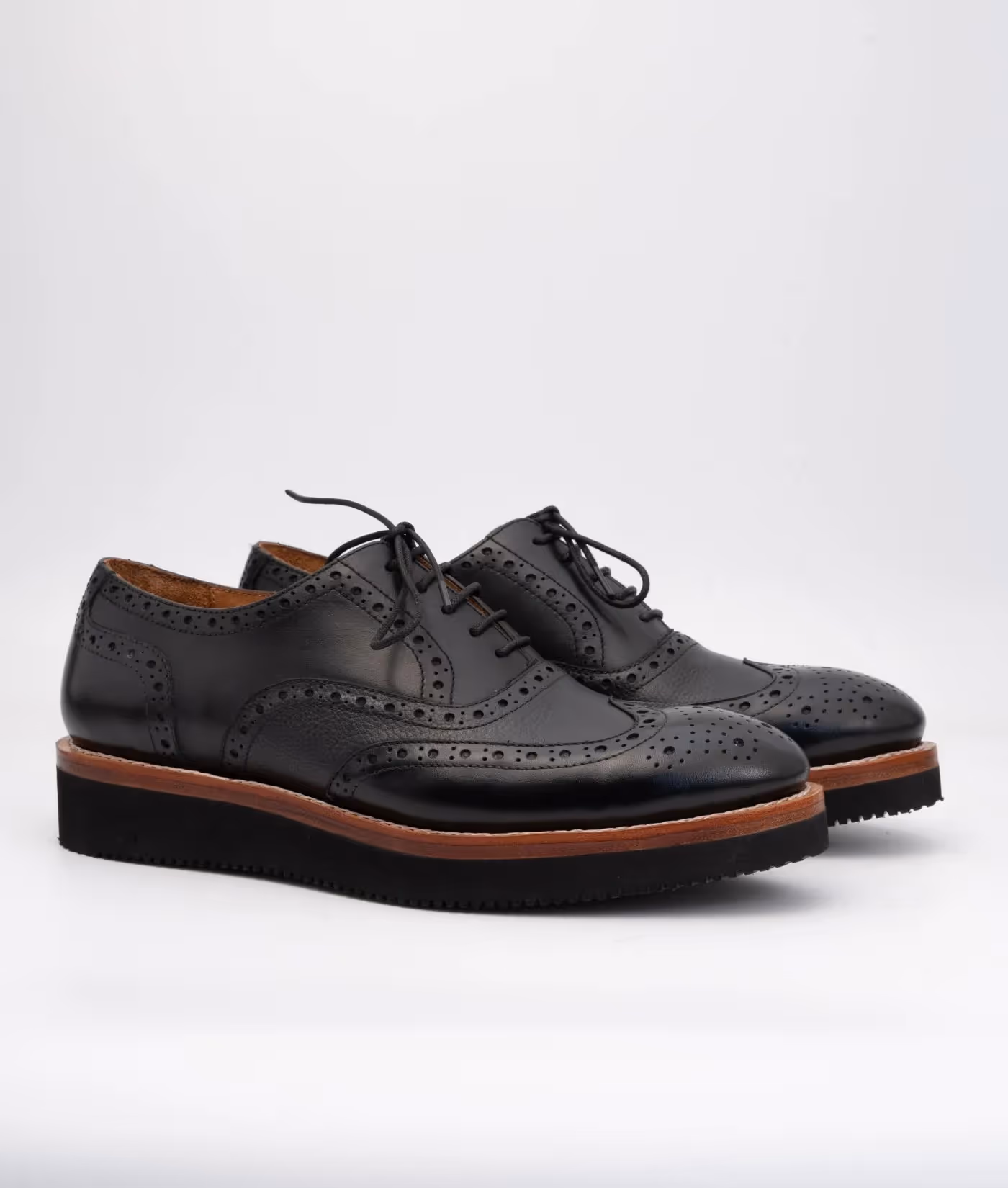 Hand Welted Vibram Comfort Black Wingtip Oxfords image 5