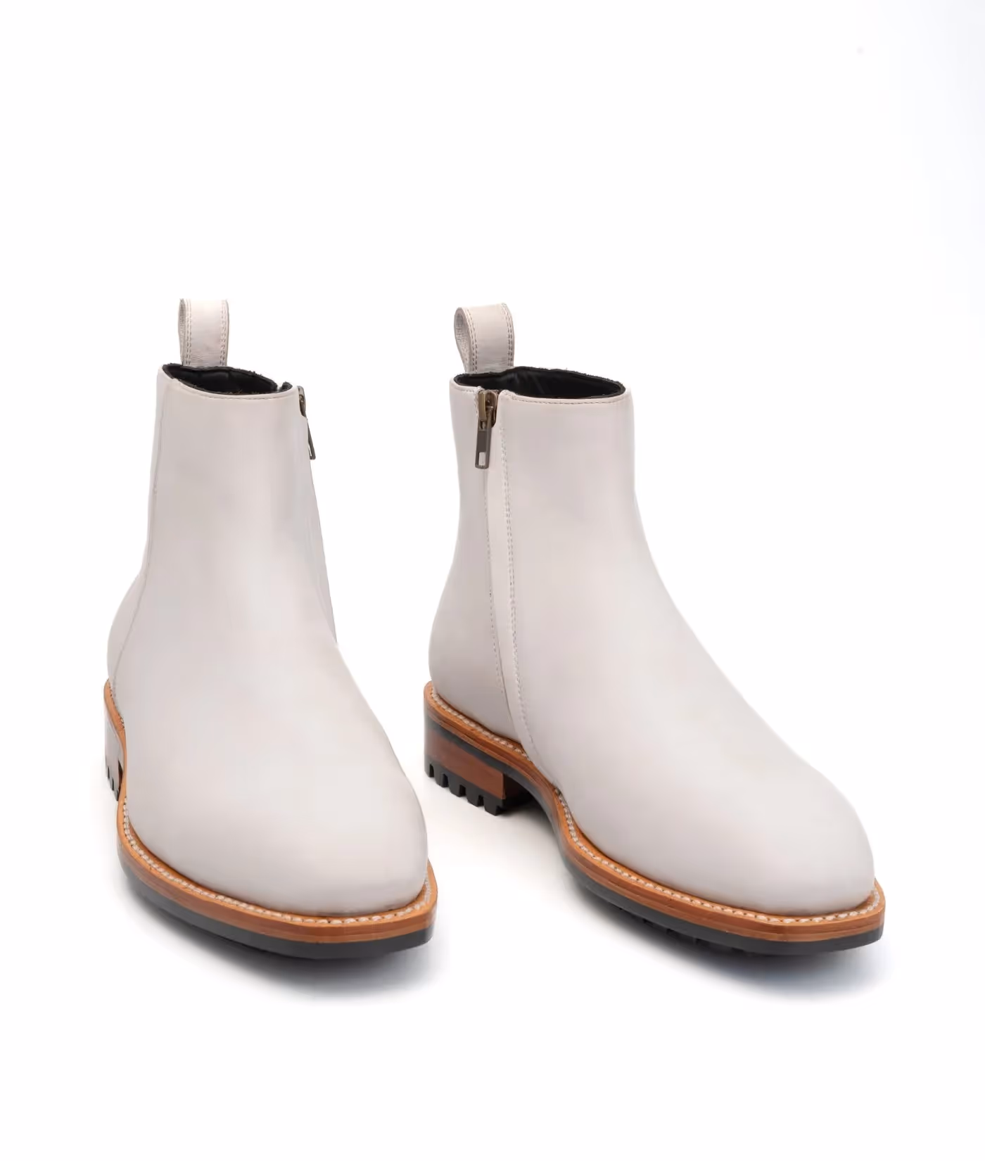 Hand Welted White Full Grain Zipper Chelsea Boot image 1