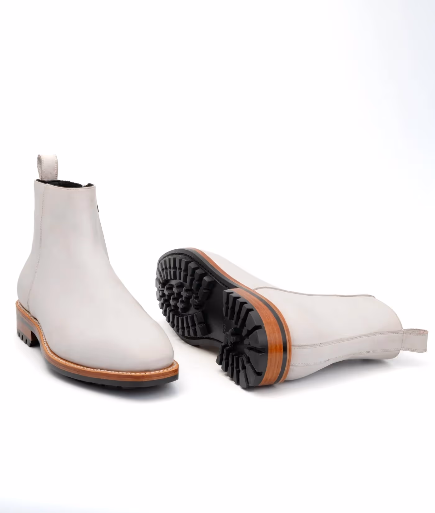 Hand Welted White Full Grain Zipper Chelsea Boot image 2