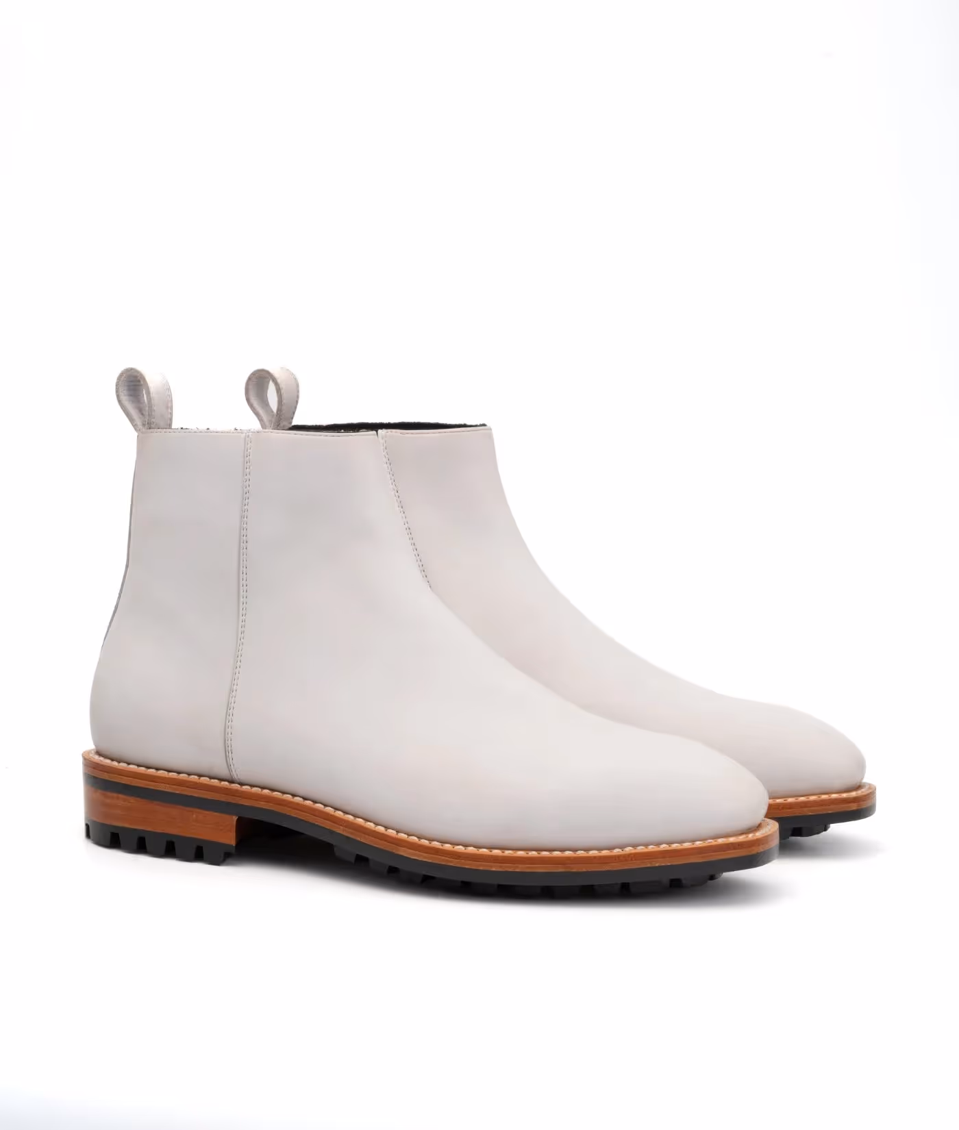 Hand Welted White Full Grain Zipper Chelsea Boot image 3