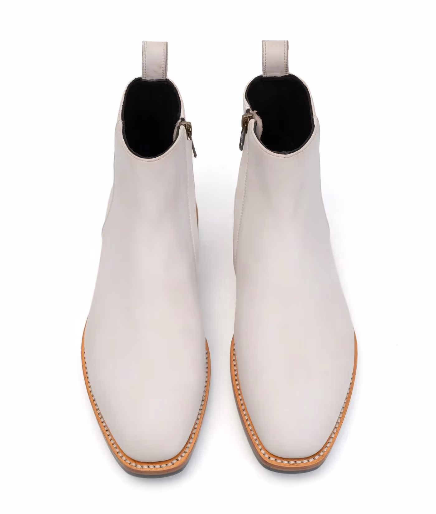 Hand Welted White Full Grain Zipper Chelsea Boot image 4
