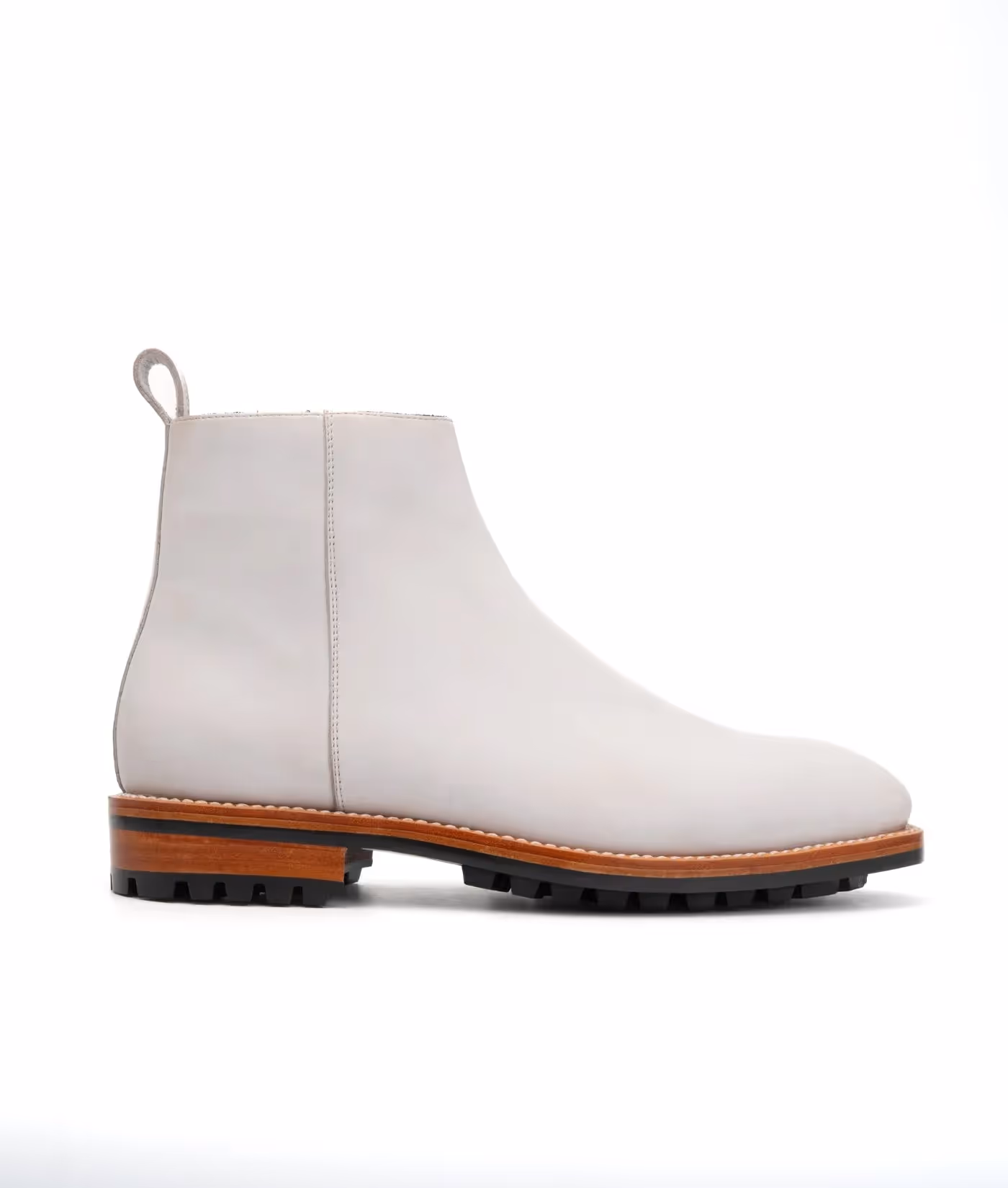 Hand Welted White Full Grain Zipper Chelsea Boot image 5