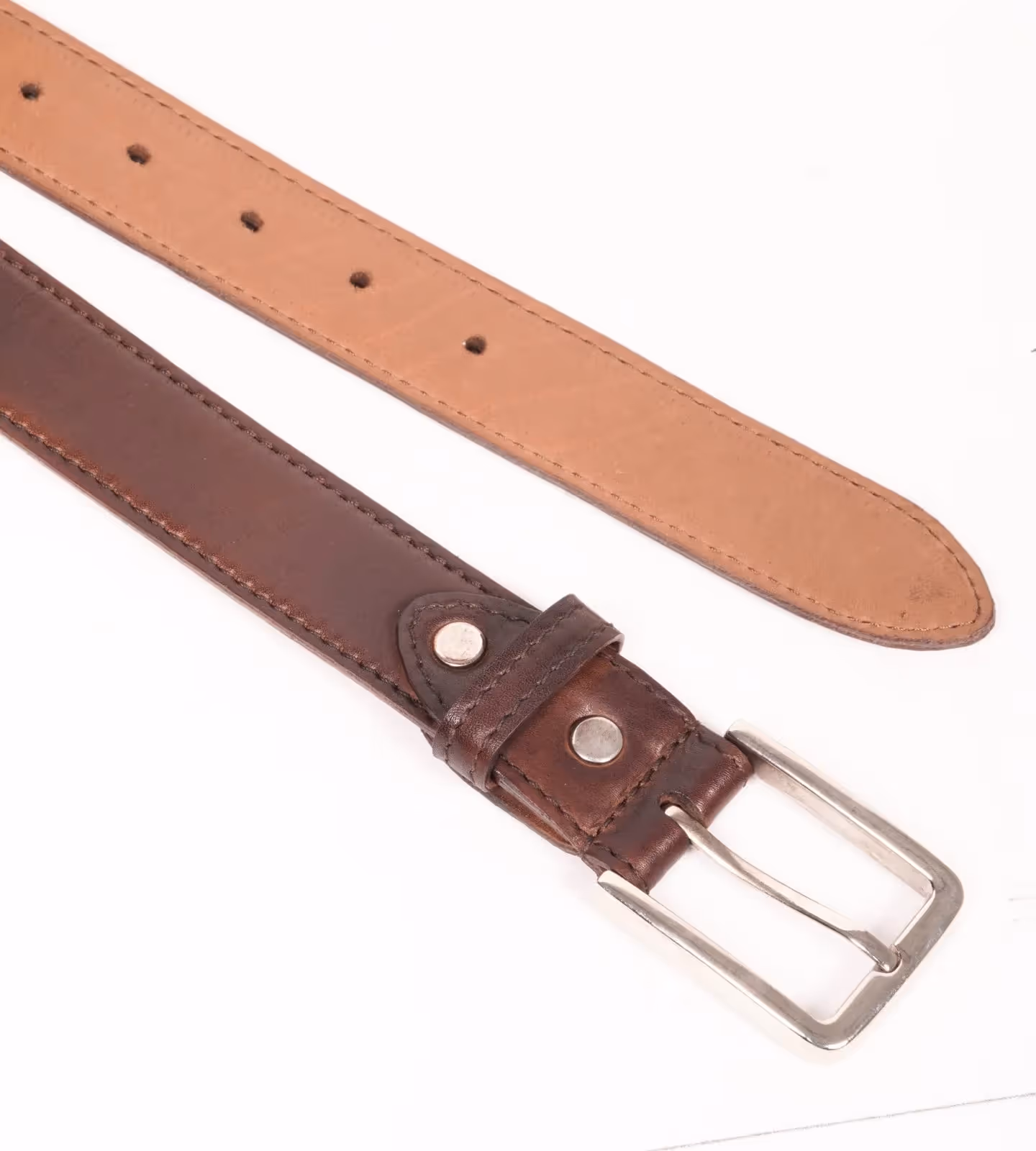 Handmade Full Grain Brown Leather Belt image 3