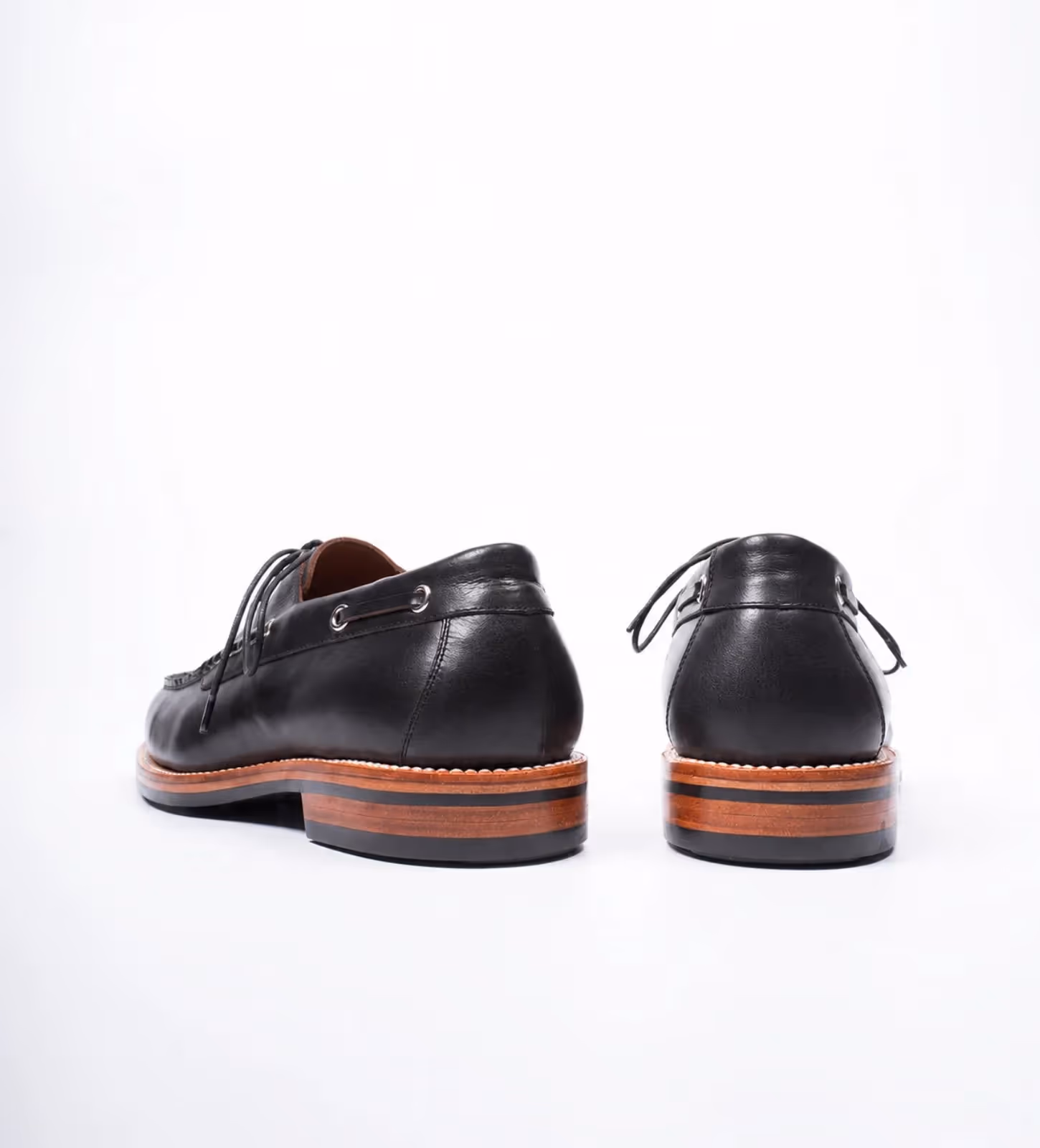 Handwelted Black Full Grain Boat Shoes image 4