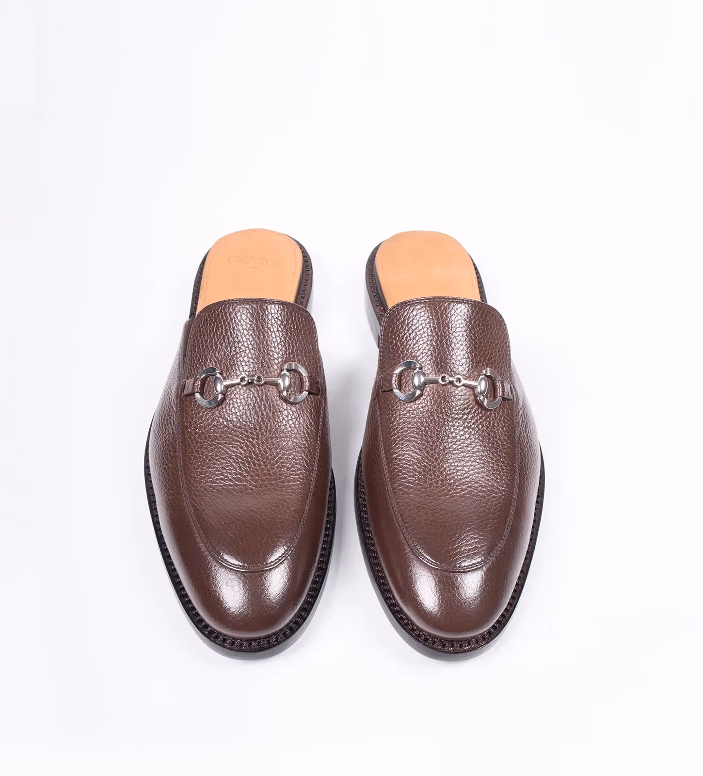 Handwelted Brown Milled Leather Horsebit Mules image 4