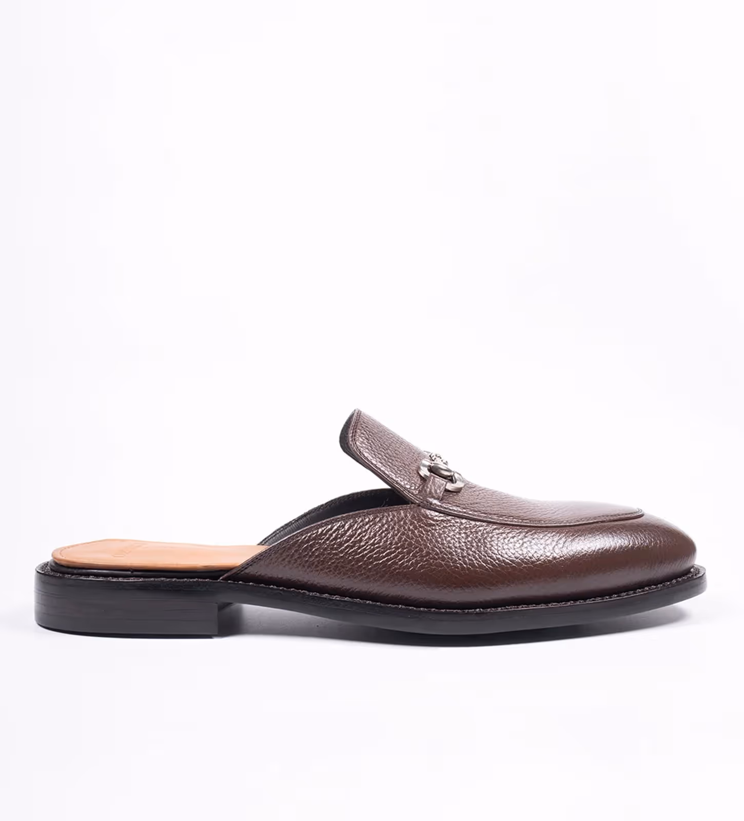 Handwelted Brown Milled Leather Horsebit Mules image 6