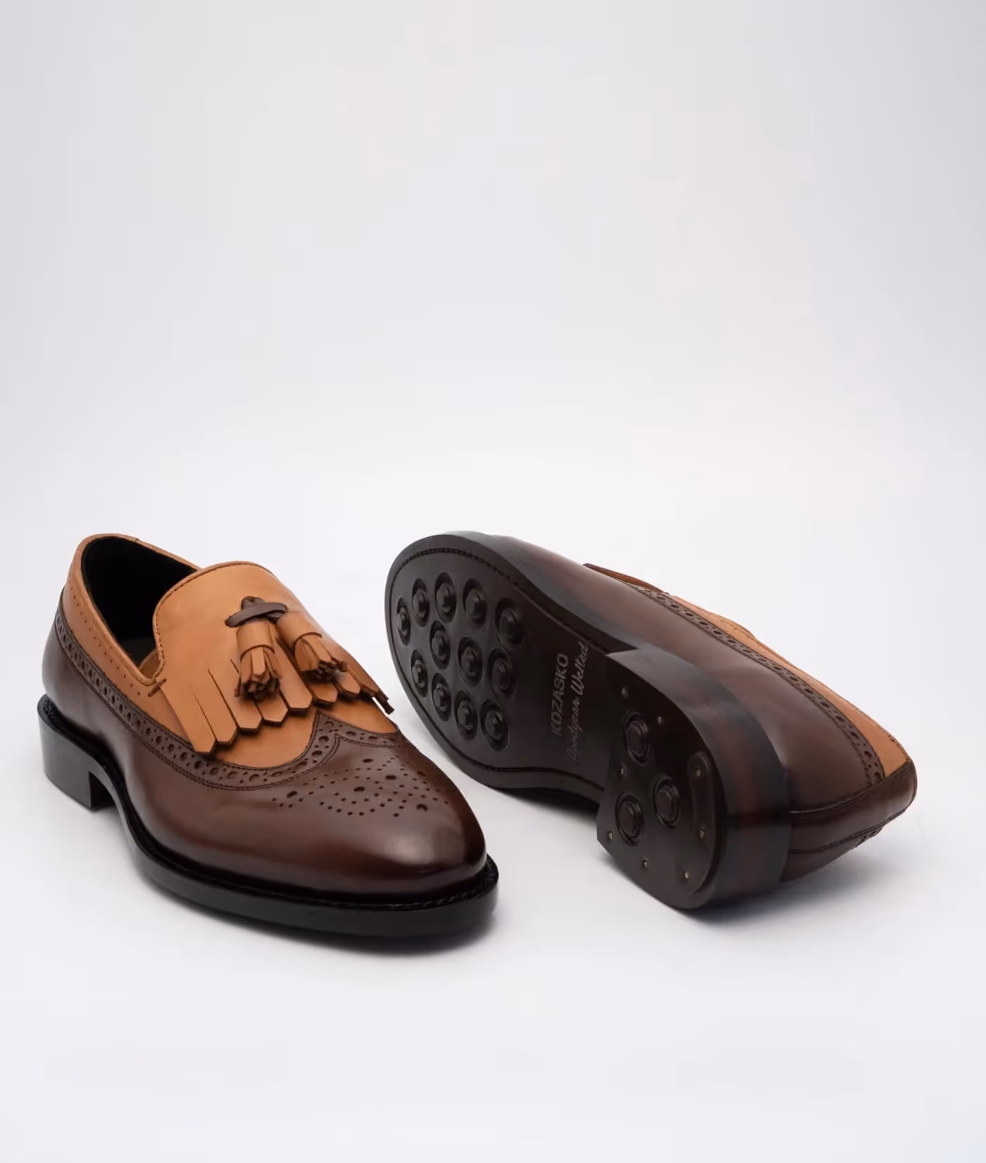 Handwelted Dual Tone Full Grain Brogue Tassel Loafer image 4