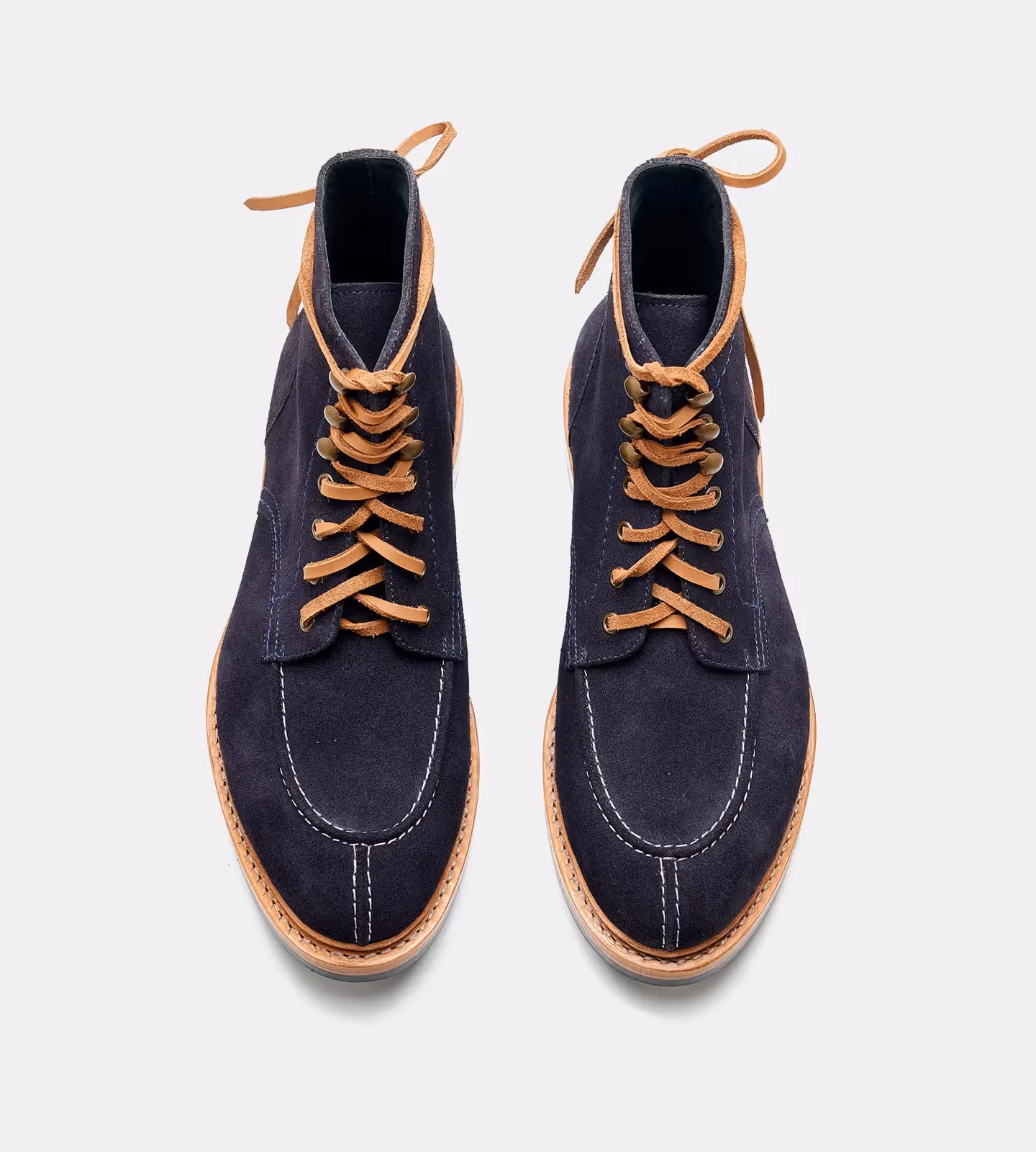 Handwelted Navy Suede Split Toe Derby Boot image 3