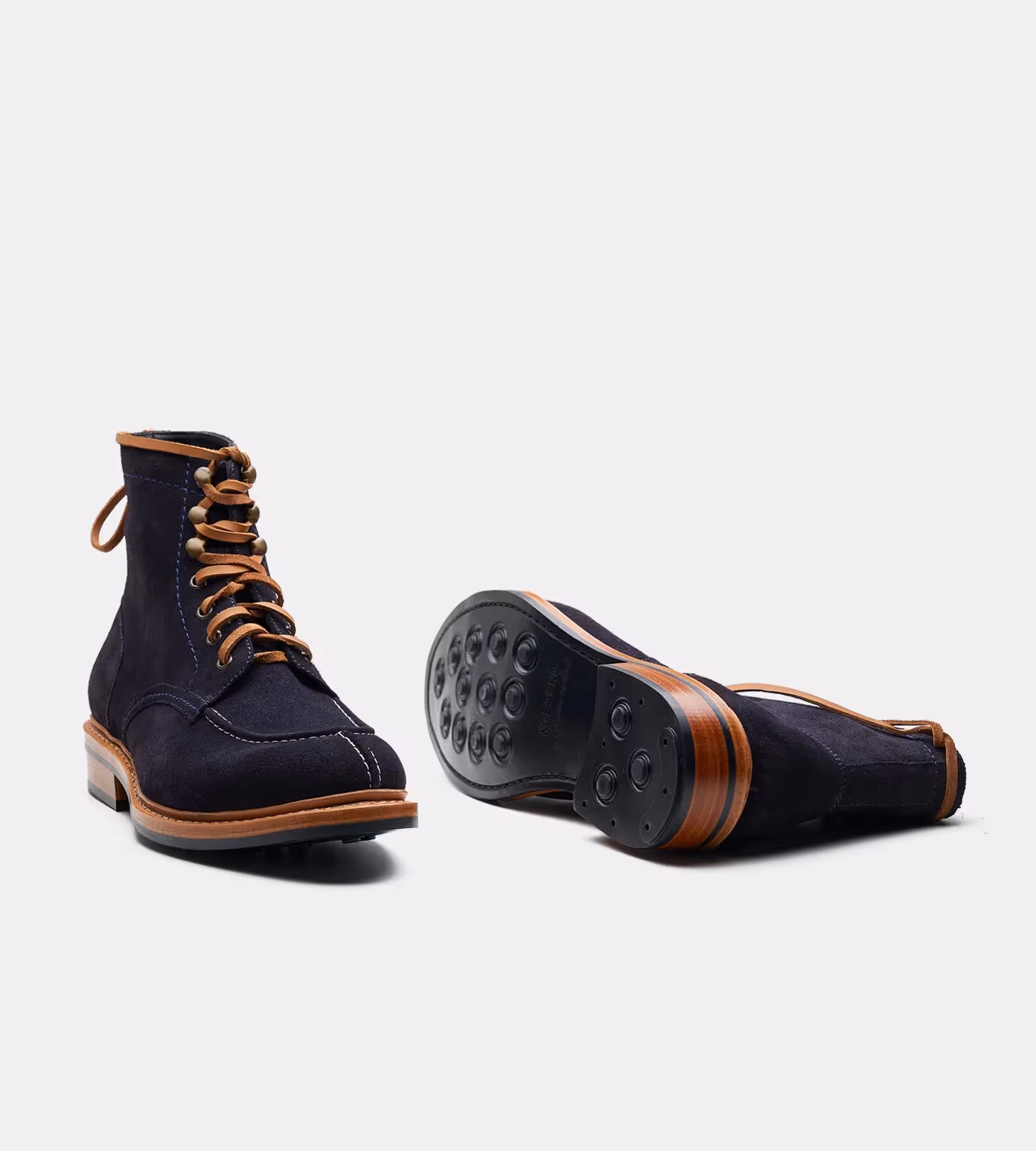 Handwelted Navy Suede Split Toe Derby Boot image 4