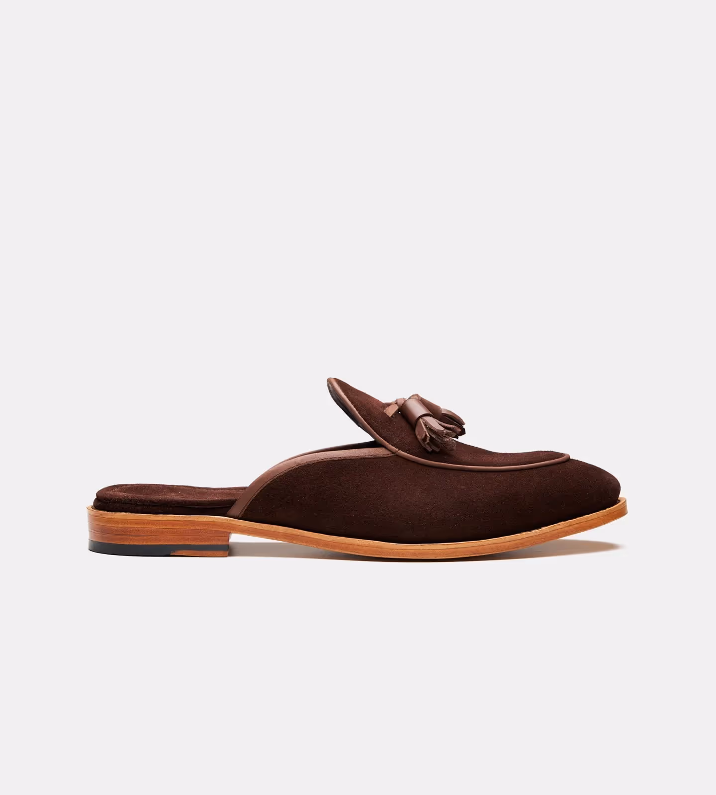 Handwelted Suede Tassel Mules image 3
