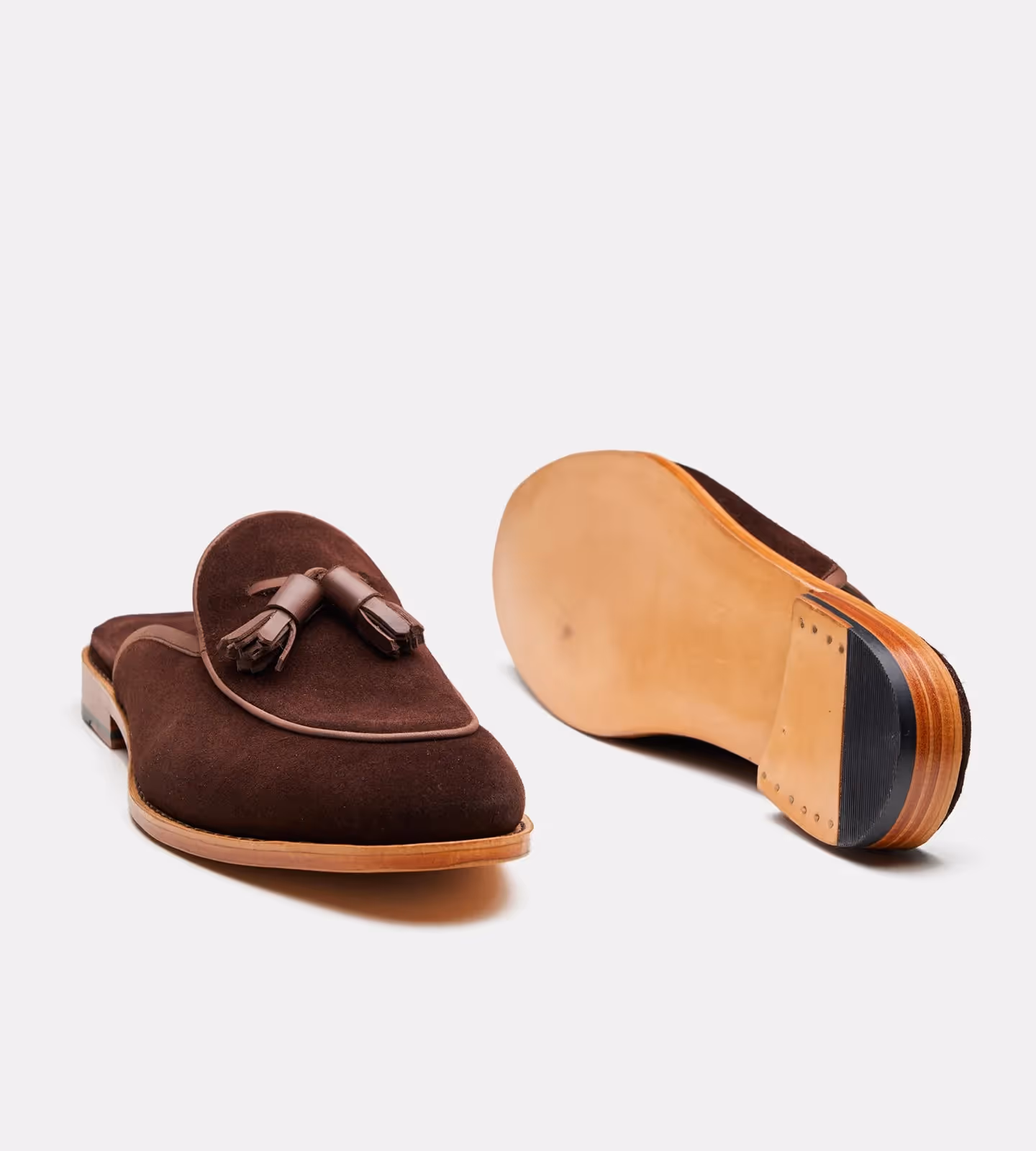 Handwelted Suede Tassel Mules image 4
