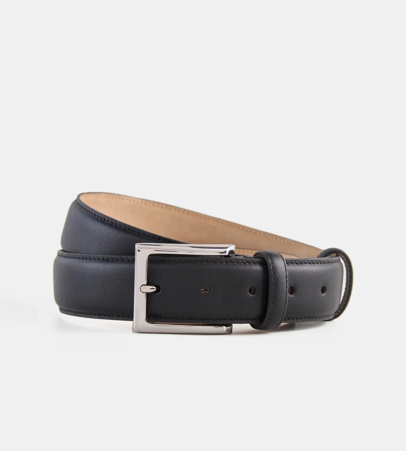 Italian Full Grain Black Leather Belt