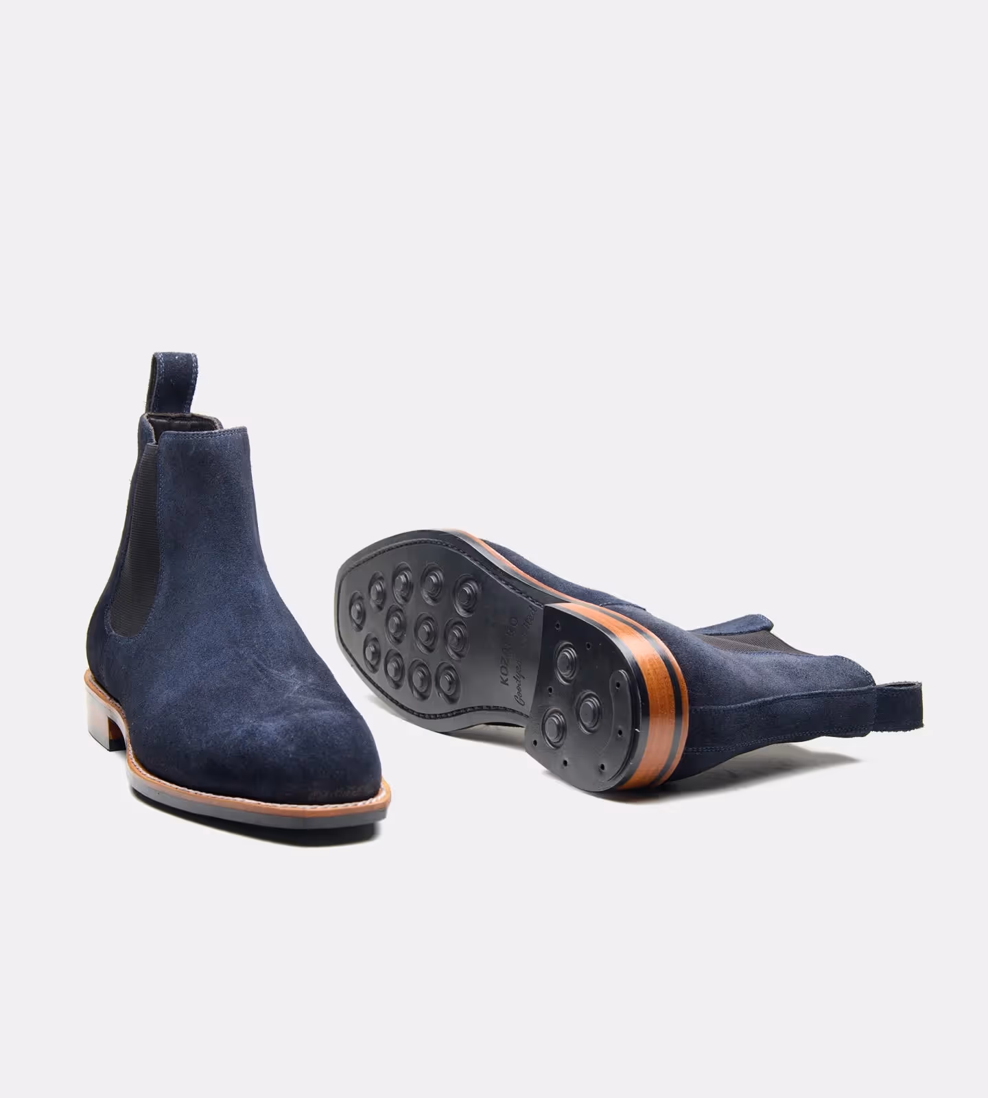 Navy Suede Chisel Toe Chelsea Boot image 2