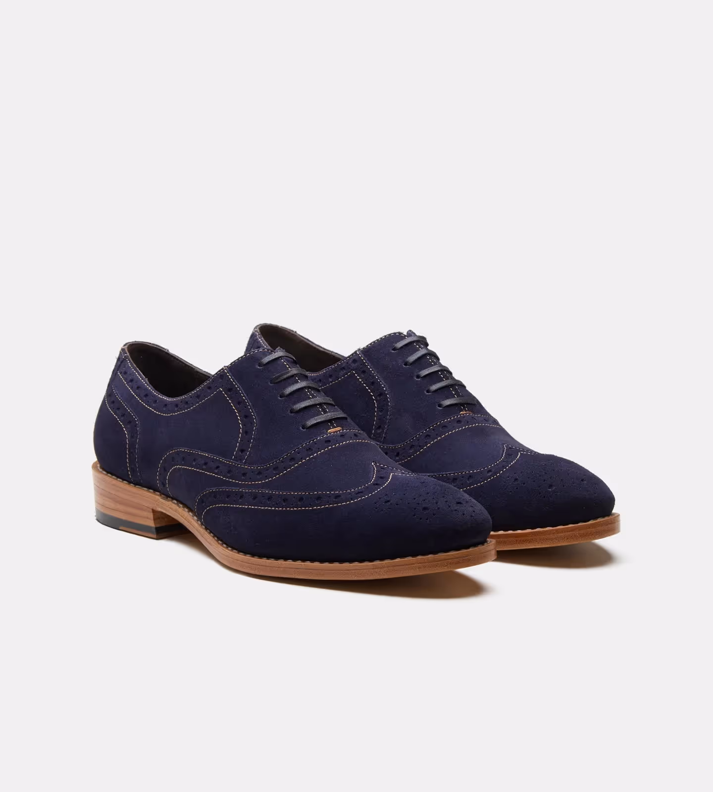 Navy Suede Wingtip Oxfords image 1