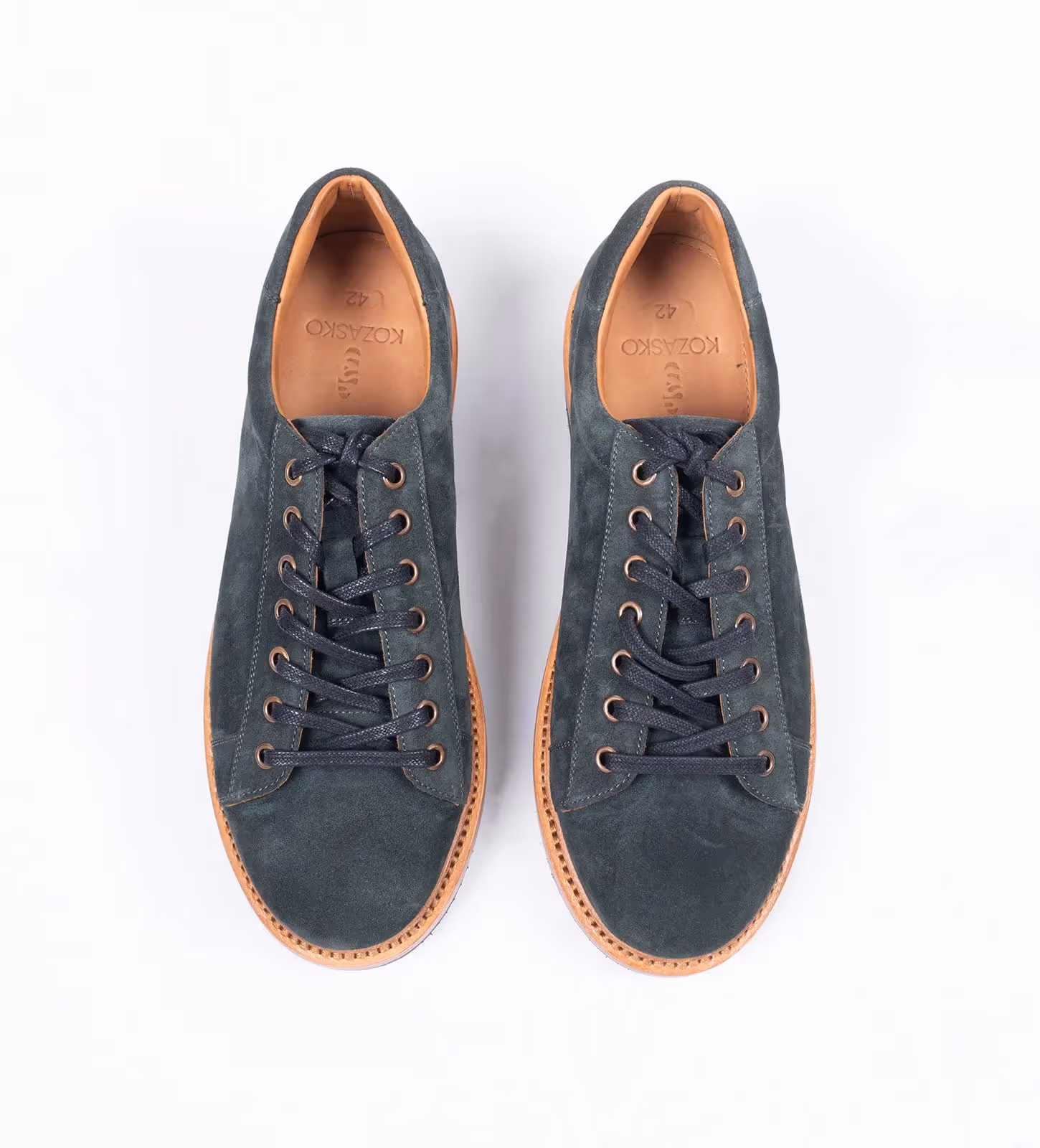 Ojas Handwelted Olive Suede Sneaker image 2