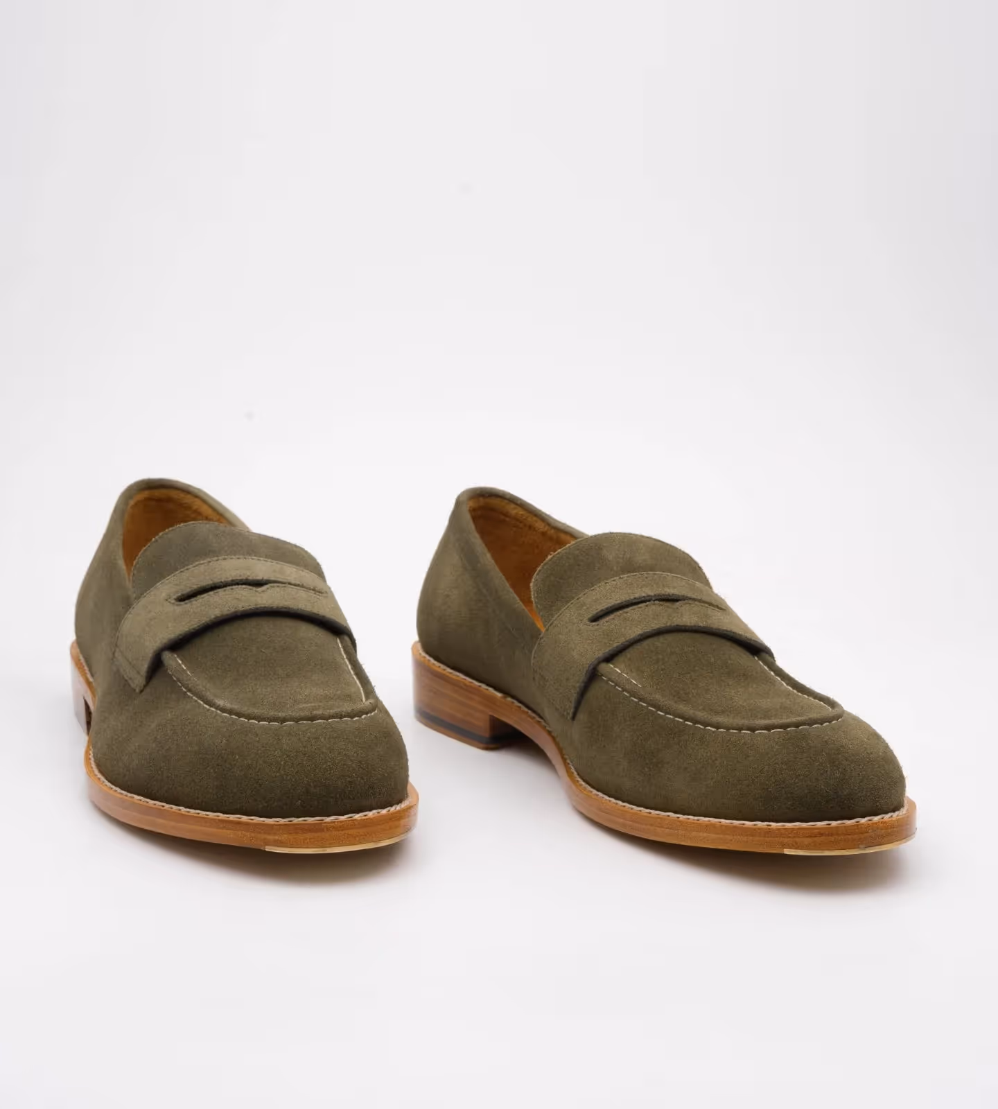 Olive Suede Penny Loafer image 1