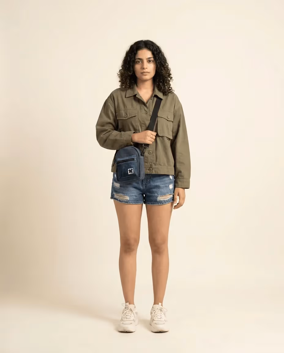 Mini Backpack Sling Denim image 1