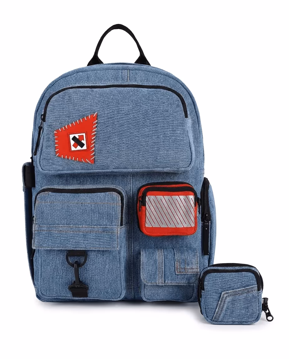 Pocket Cluster Backpack Denim Strobe image 3