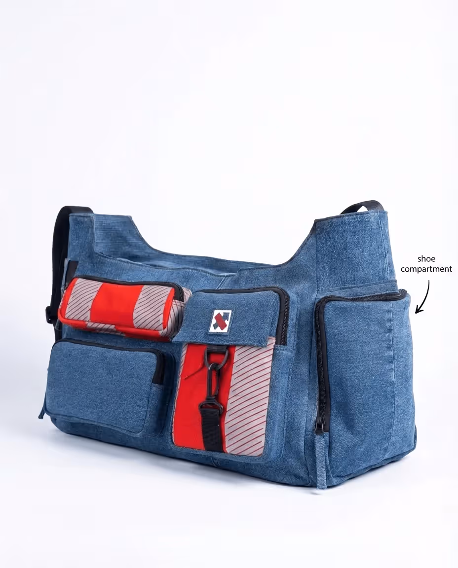 Pocket Cluster Gym Bag Denim Black  image 5