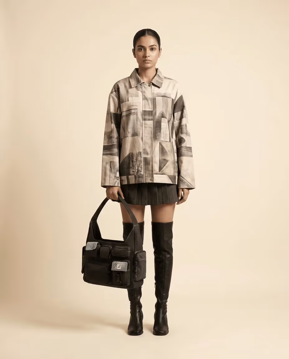 Pocket Cluster Hobo Bag - Denim Black image 1