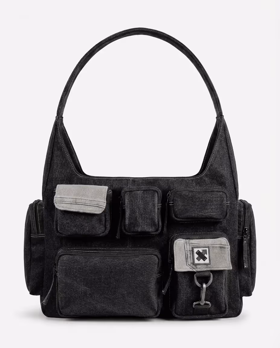 Pocket Cluster Hobo Bag - Denim Black image 2
