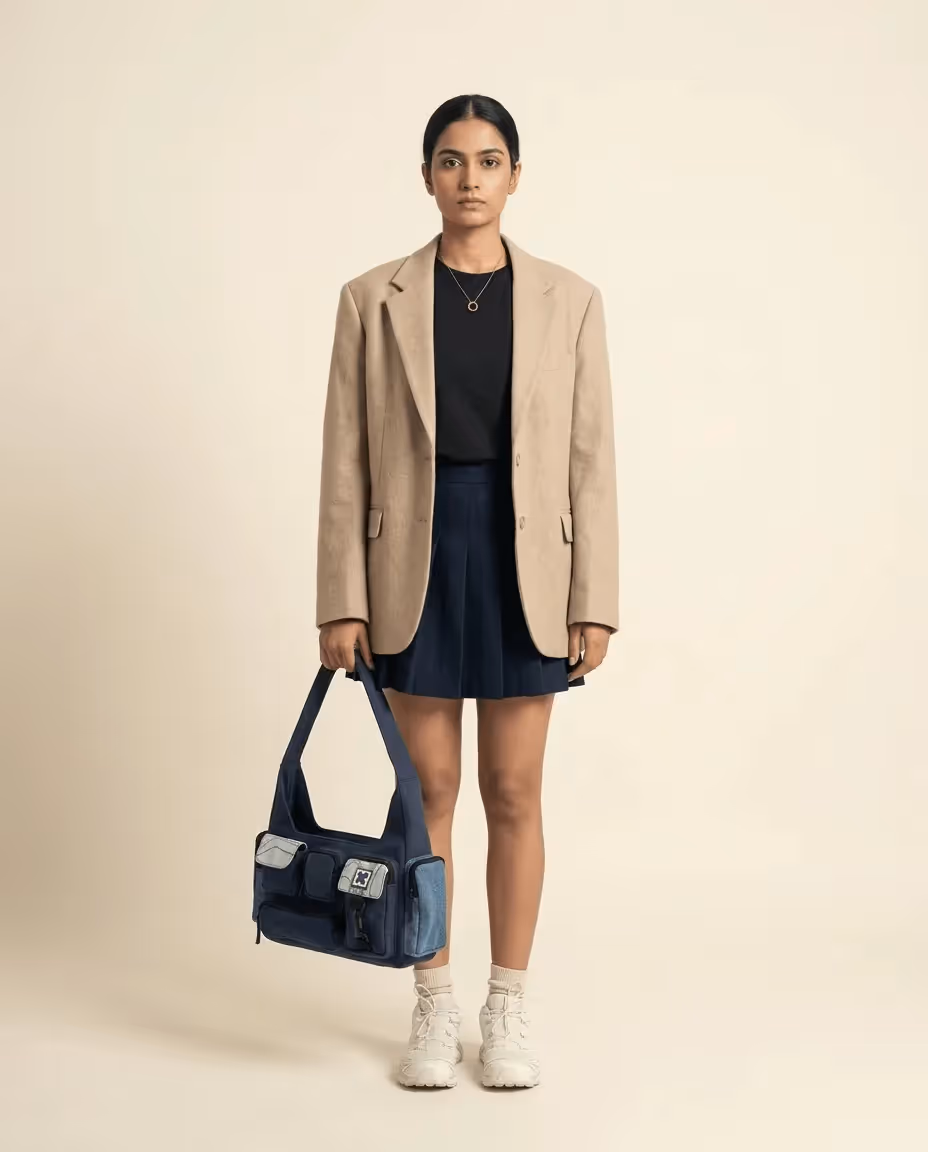 Pocket Cluster Shoulder Bag Denim image 10