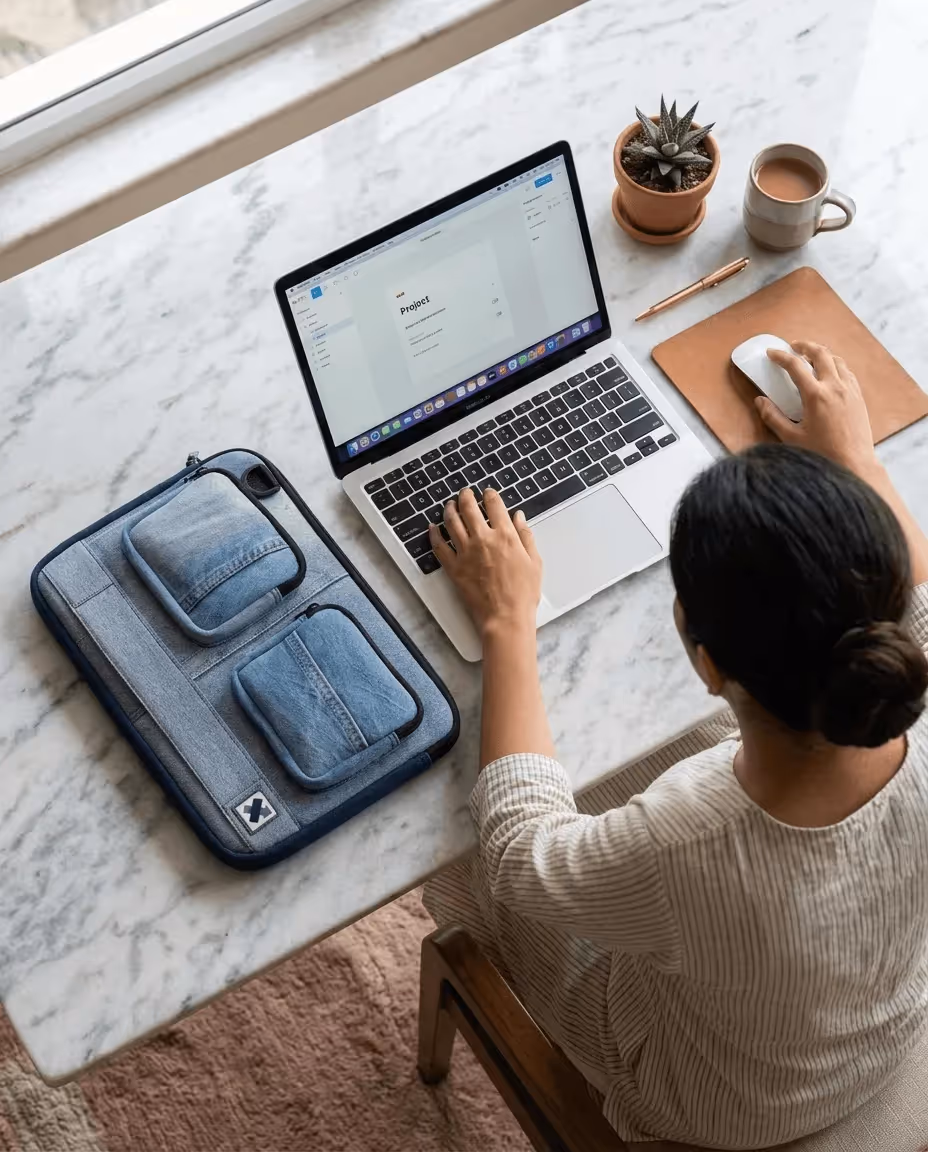 Pocket Shift Laptop Sleeve Denim image 1