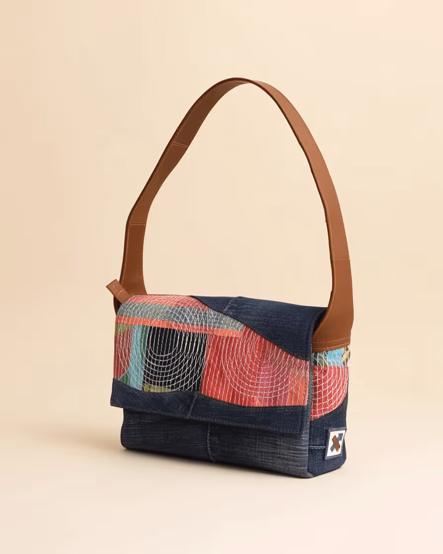 Stitched Stories Flap Shoulder Bag Blue image 3