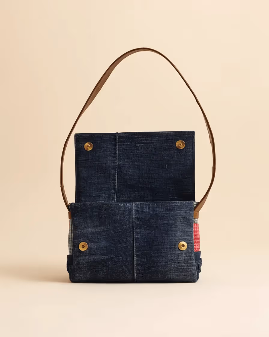 Stitched Stories Flap Shoulder Bag Blue image 4