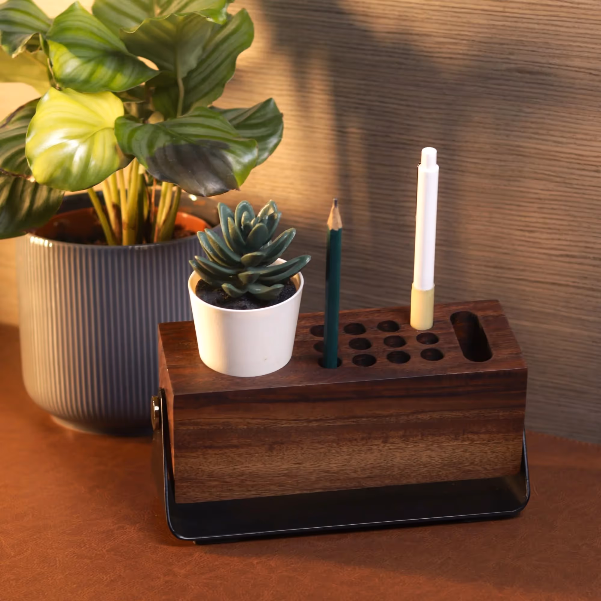 Grid Solid Wood Pen Holder image 2