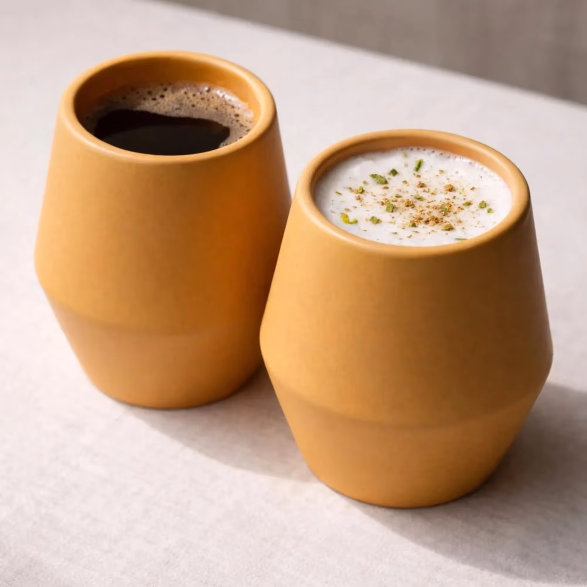 Ochre Sculpted Coffee Cup Set image 2