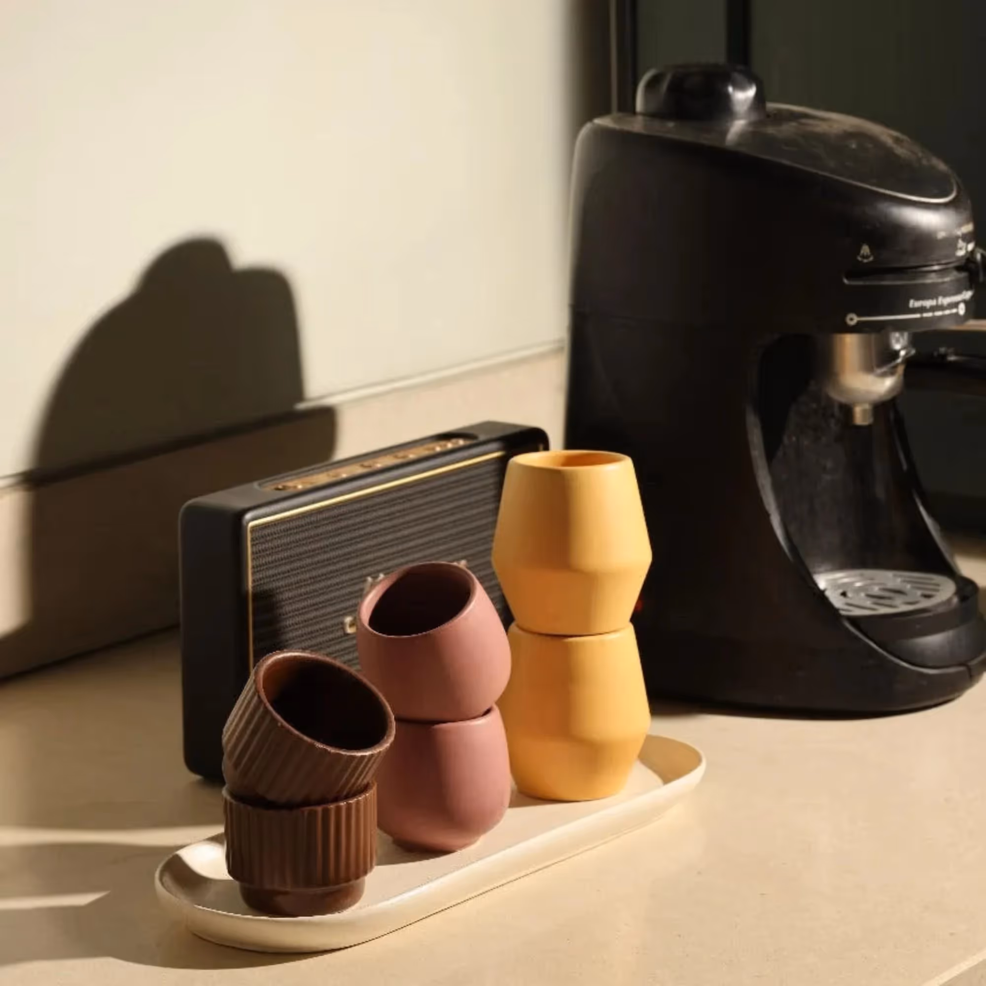 Ochre Sculpted Coffee Cup Set image 3