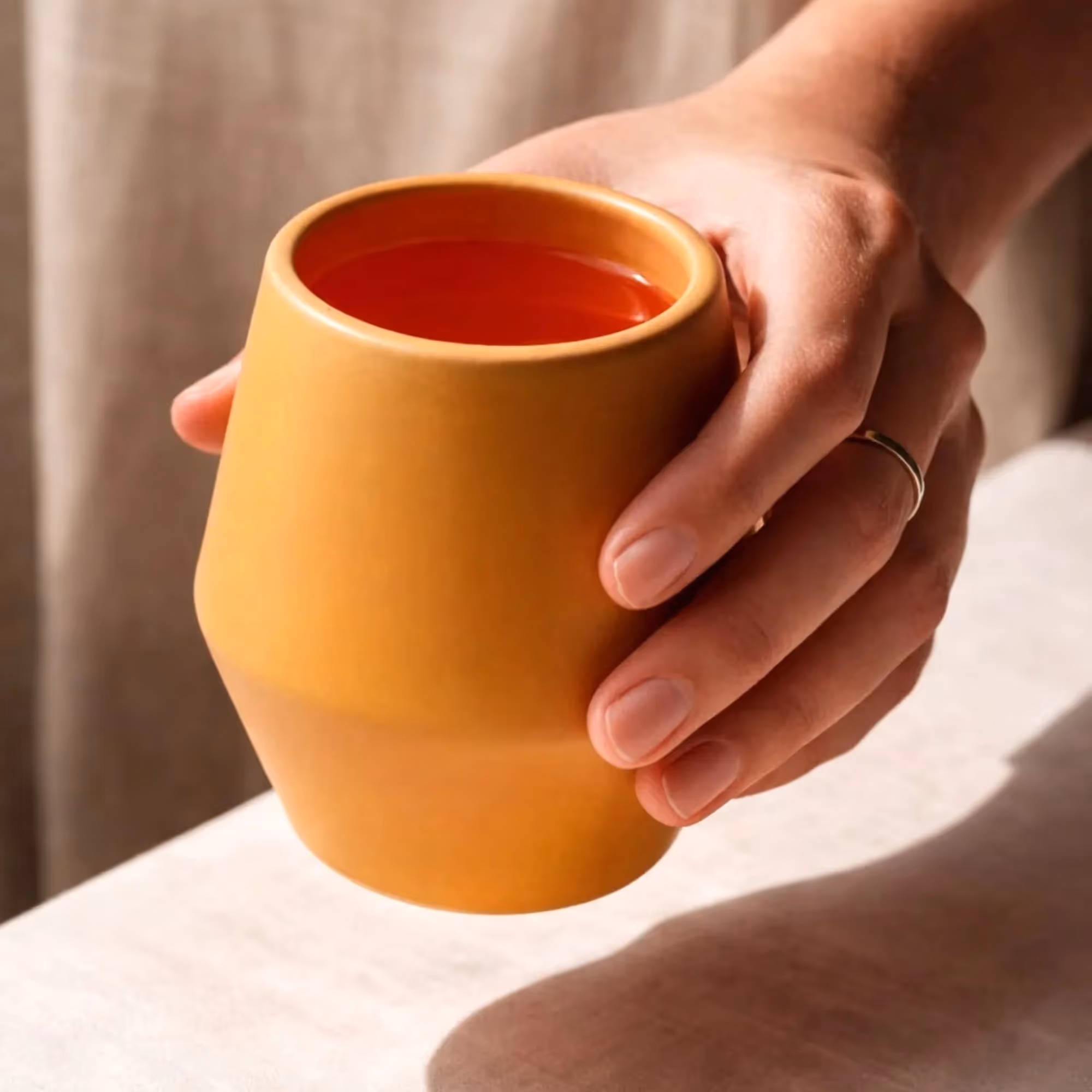 Ochre Sculpted Coffee Cup Set image 6