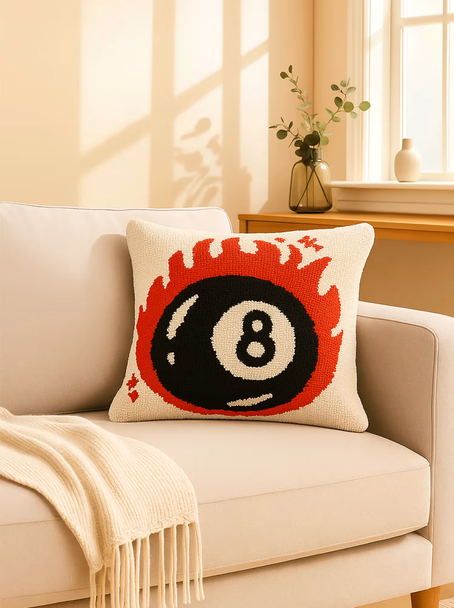 8 Ball Fire Cushion Cover image 1