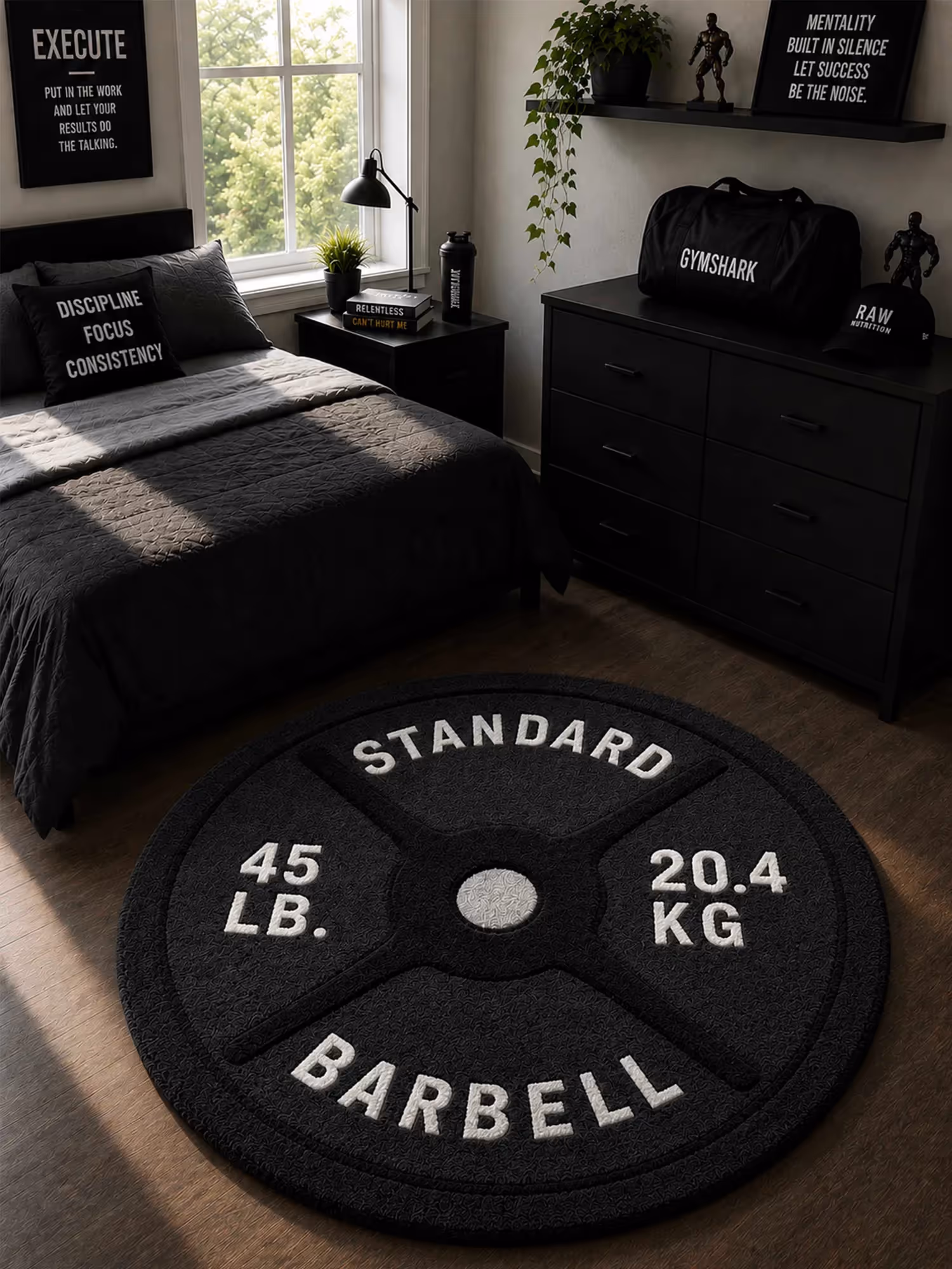Black Barbell Hand Tufted Rug image 1