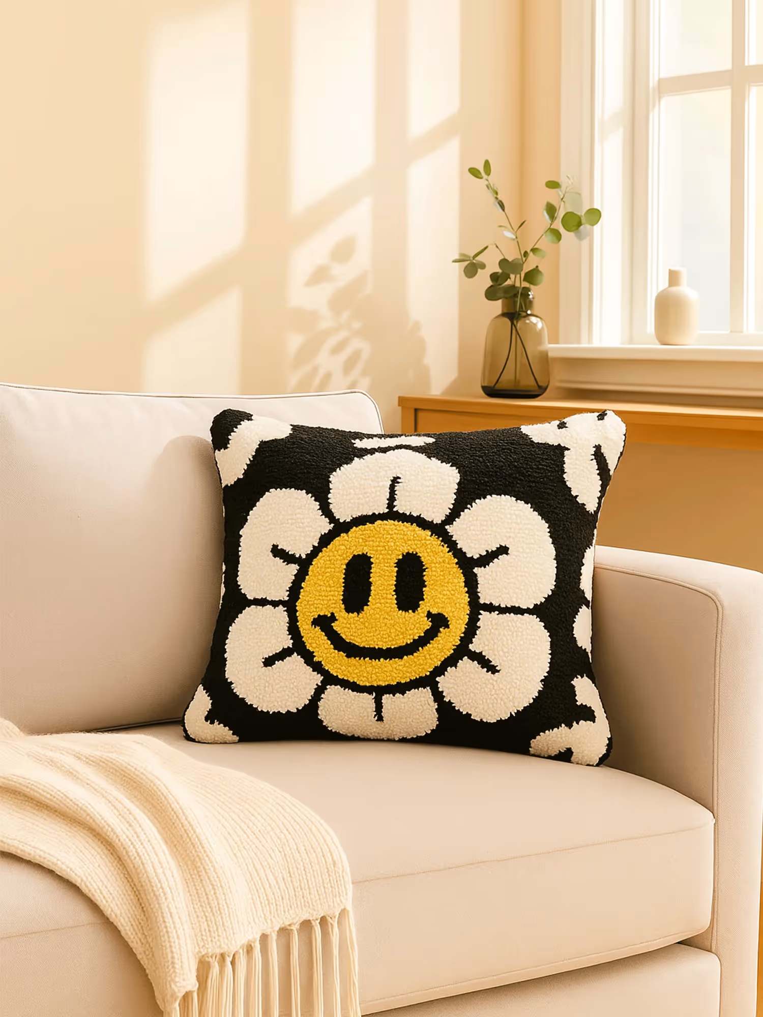 Black Flower Cushion Cover image 1