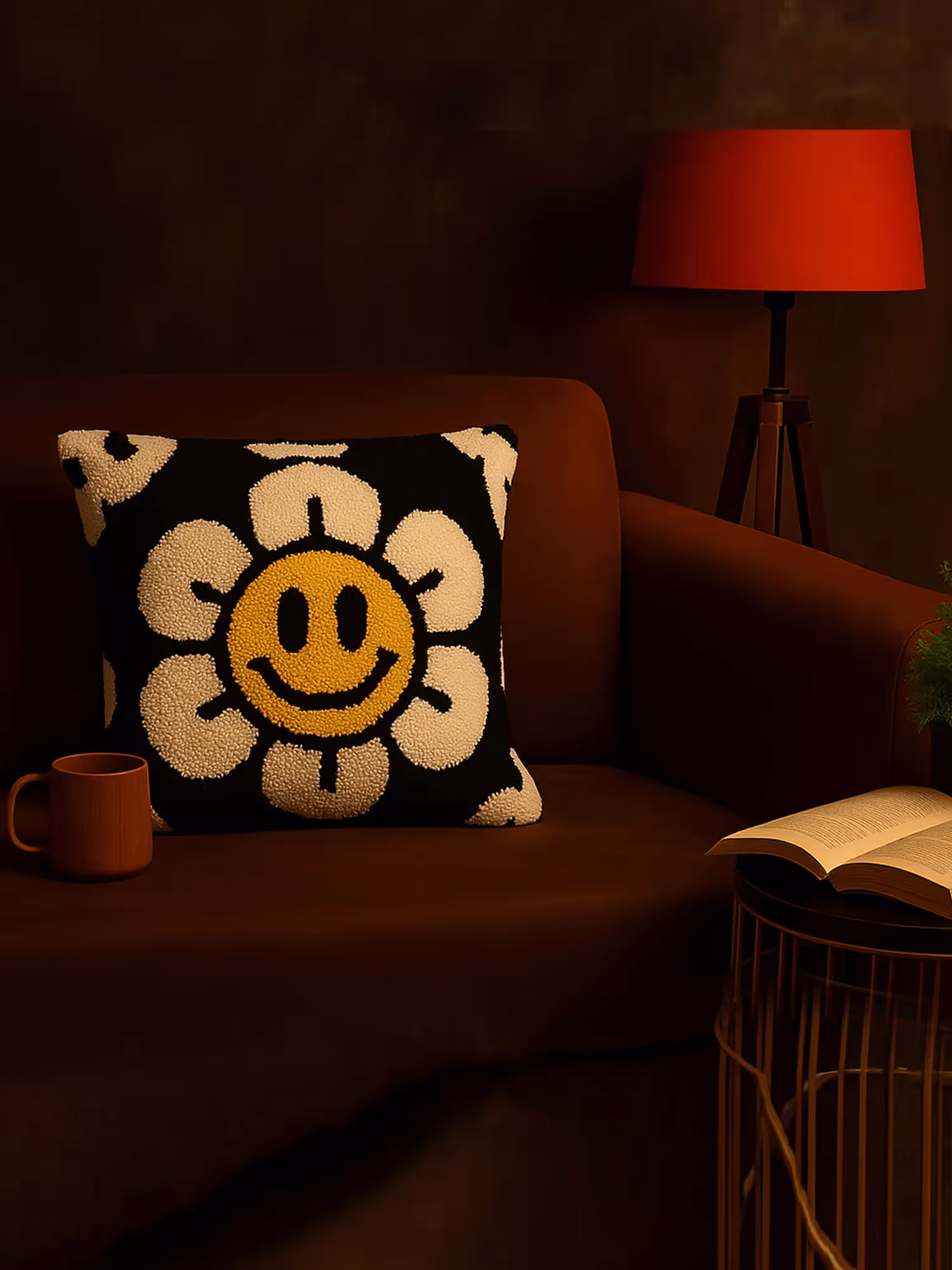 Black Flower Cushion Cover image 2