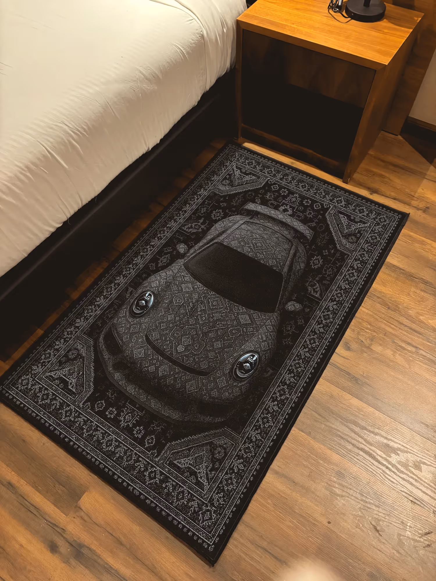 Black Sports Car Traditional Design Washable Rug image 2