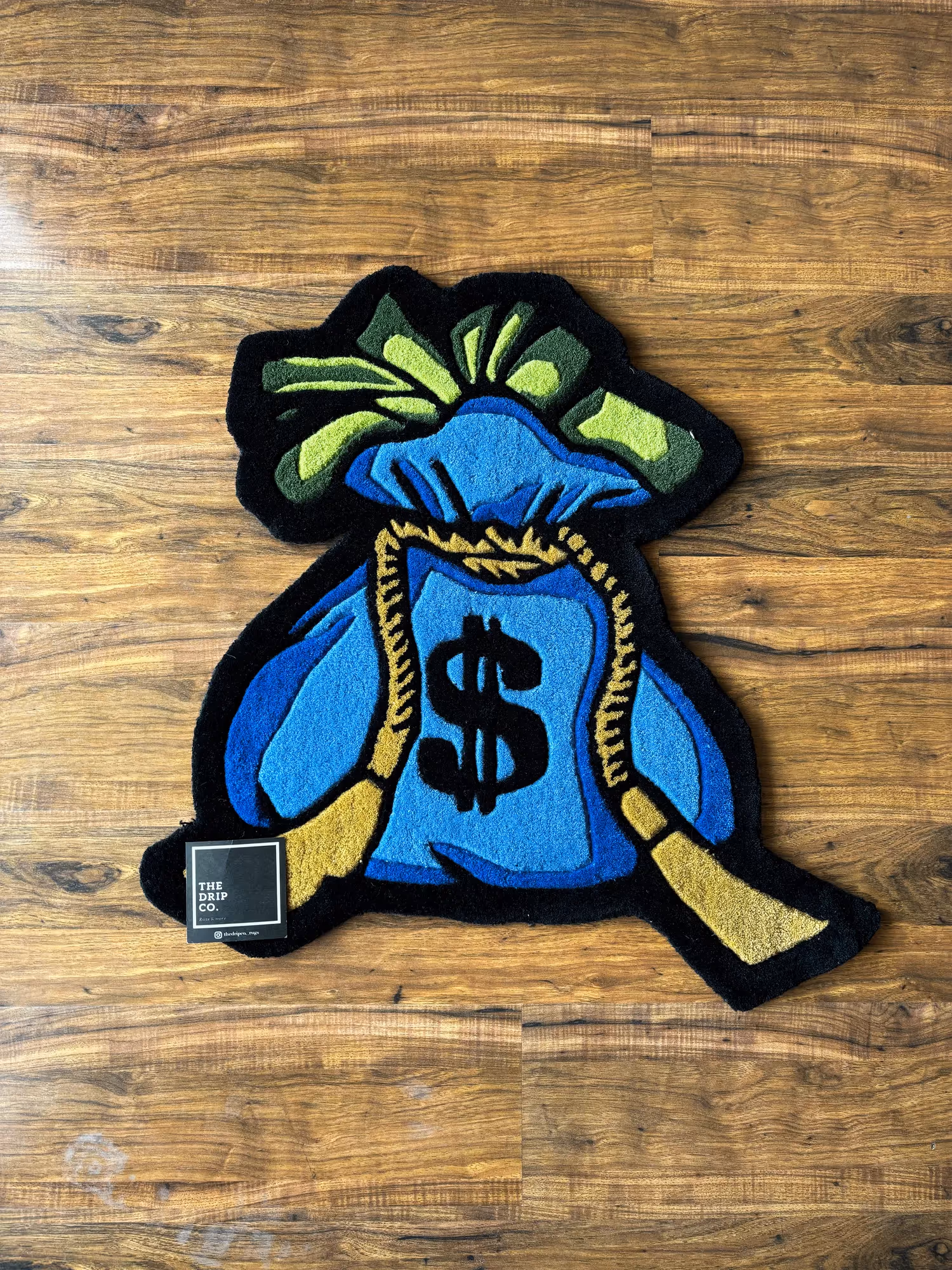 Blue Money Bag Fortune Hand Tufted Rug image 1