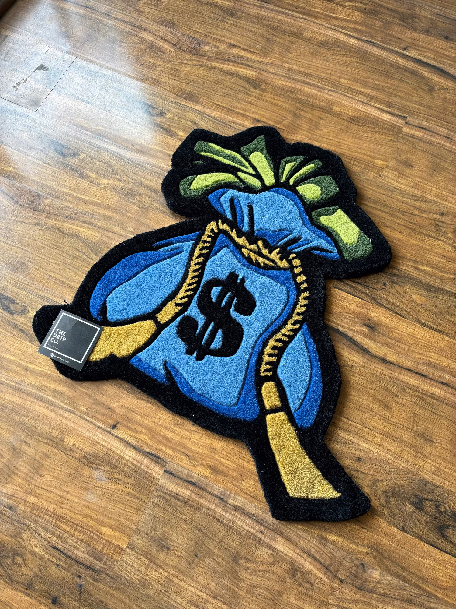 Blue Money Bag Fortune Hand Tufted Rug image 2