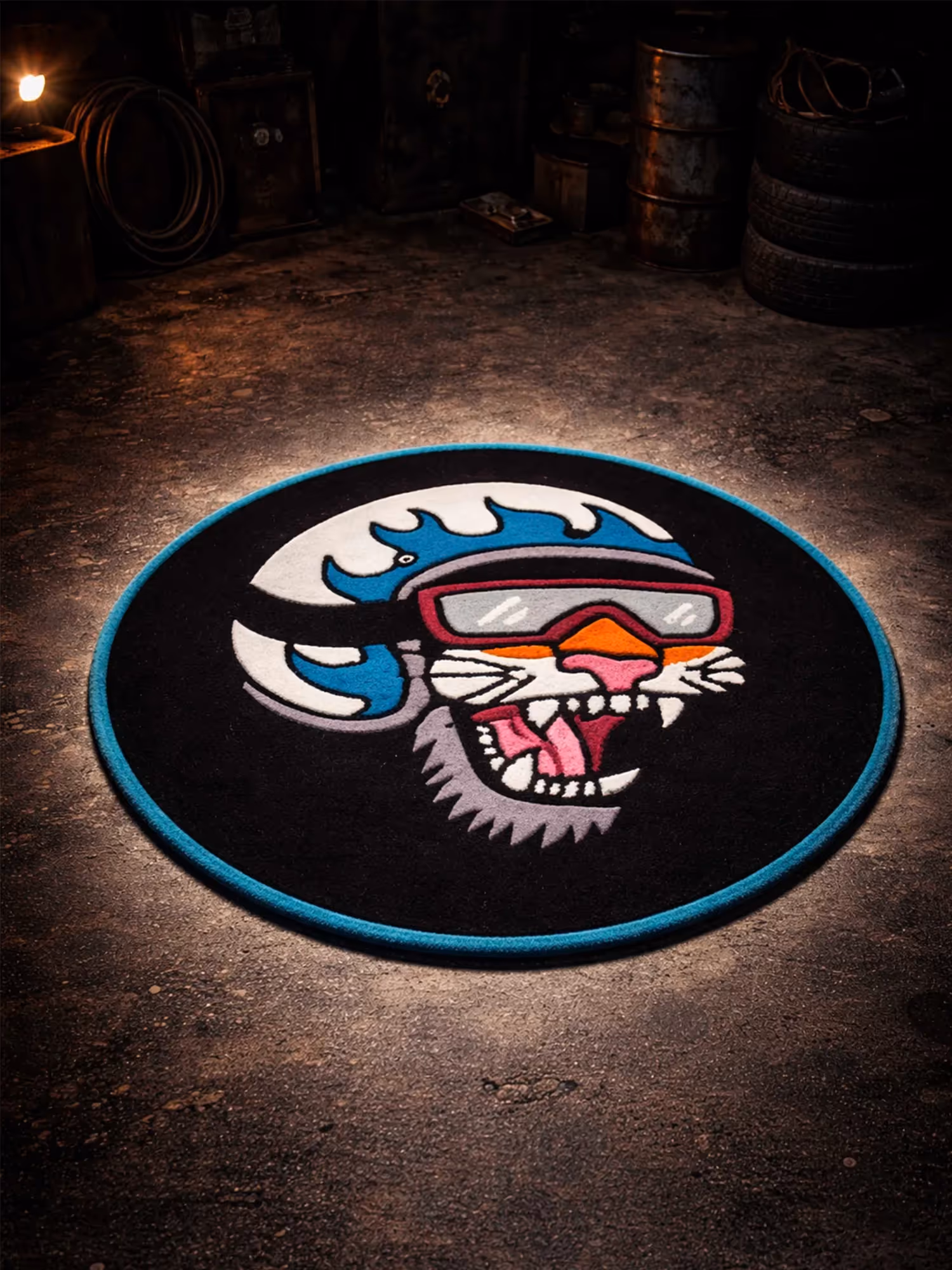 Cat Biker Hand Tufted Rug image 1