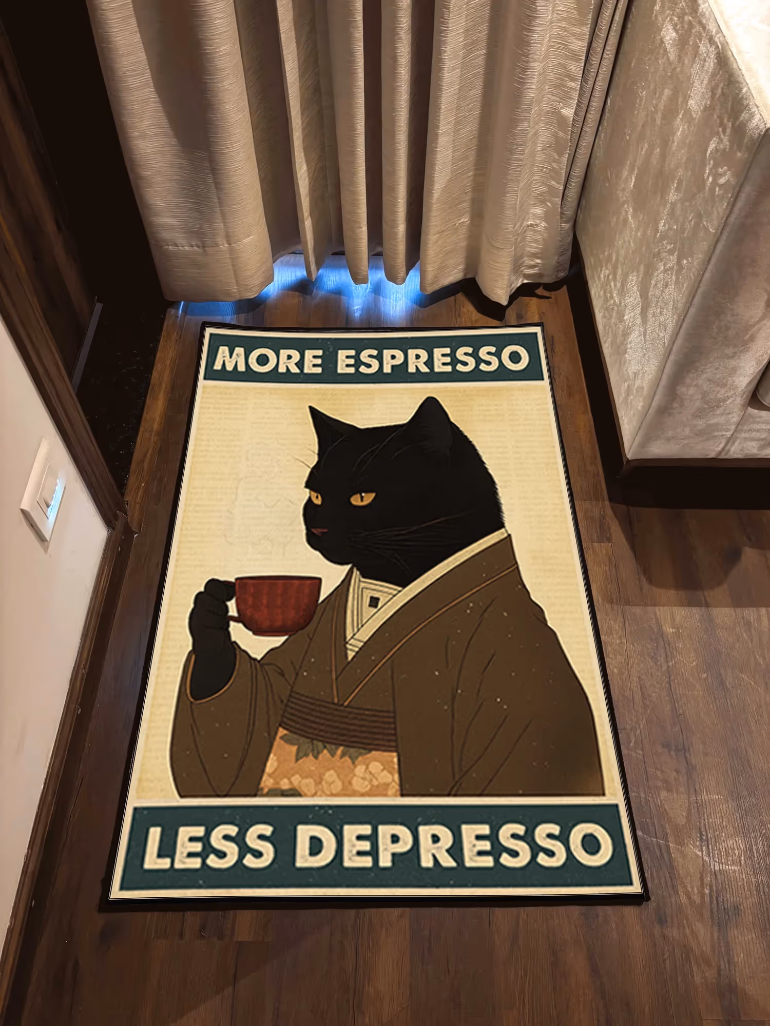 Cat Coffee Door Washable Rug image 1