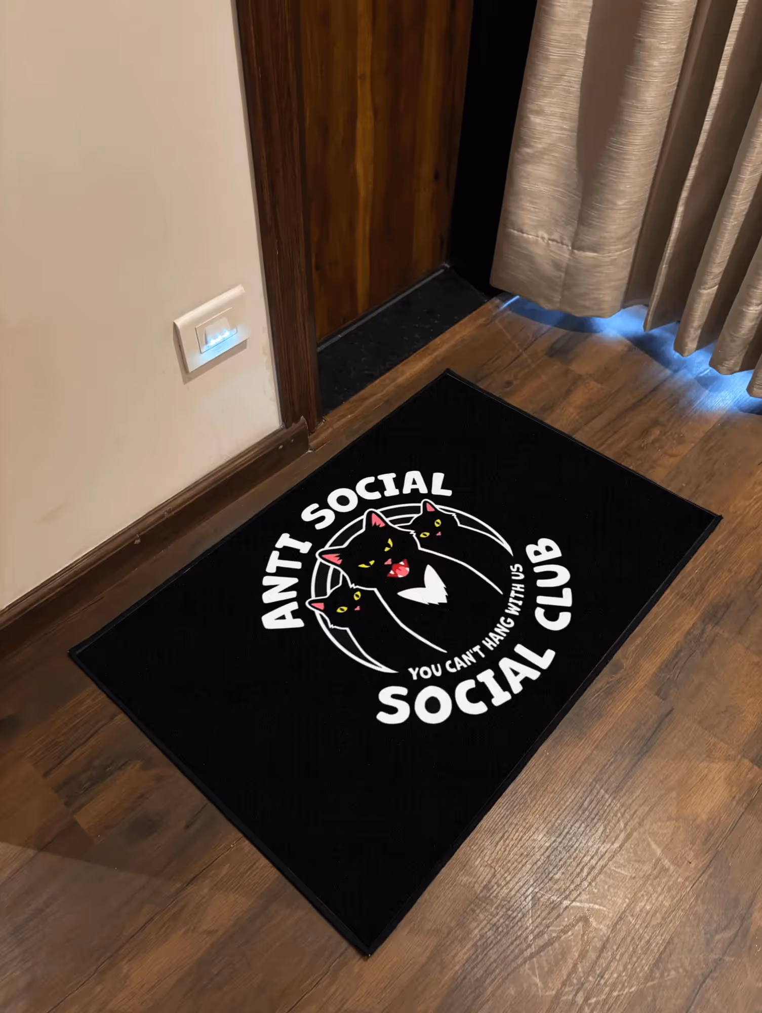Cat Gang Anti Social Club Washable Rug image 1