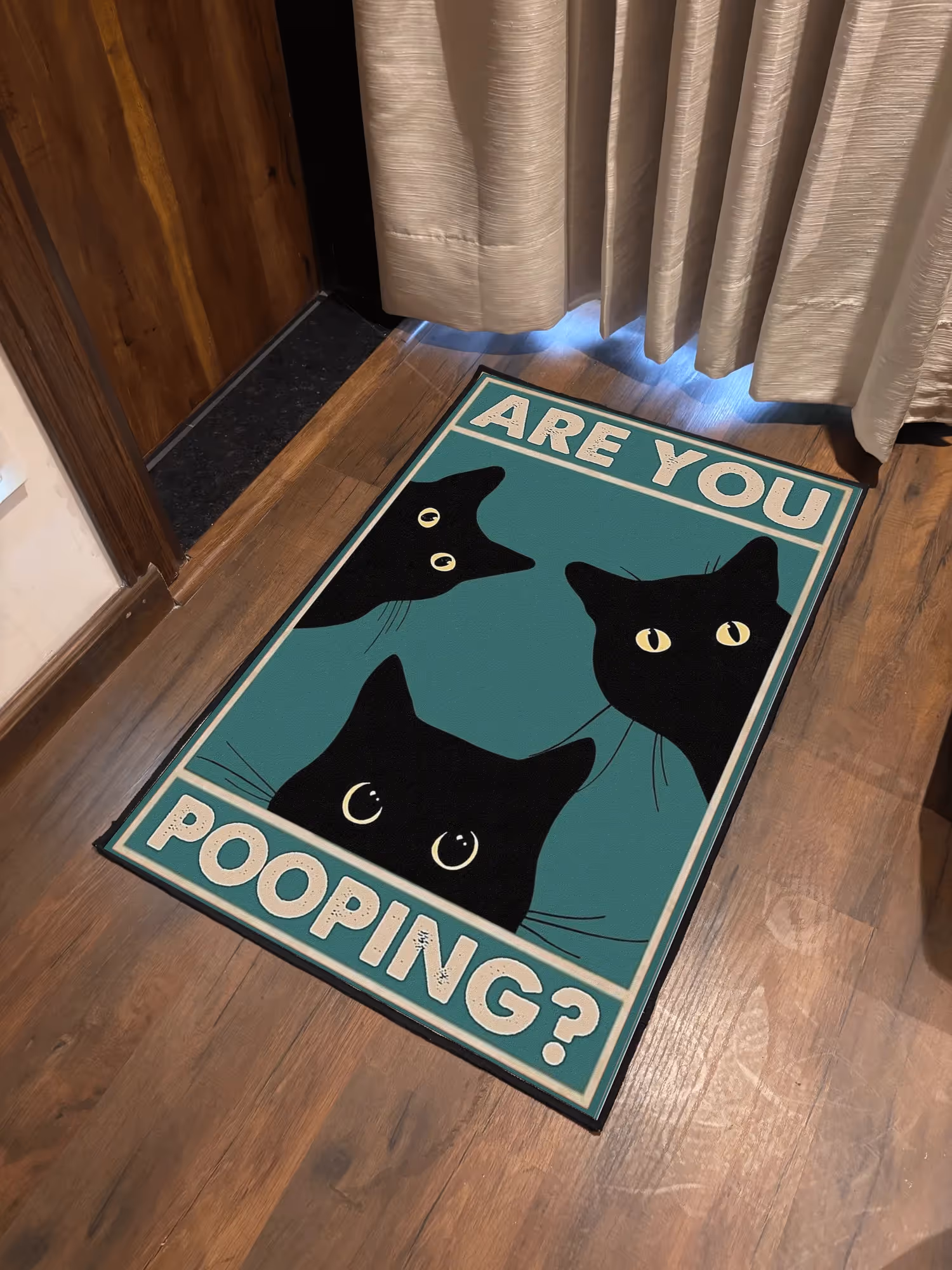 Cat Pooping Washable Rug image 1