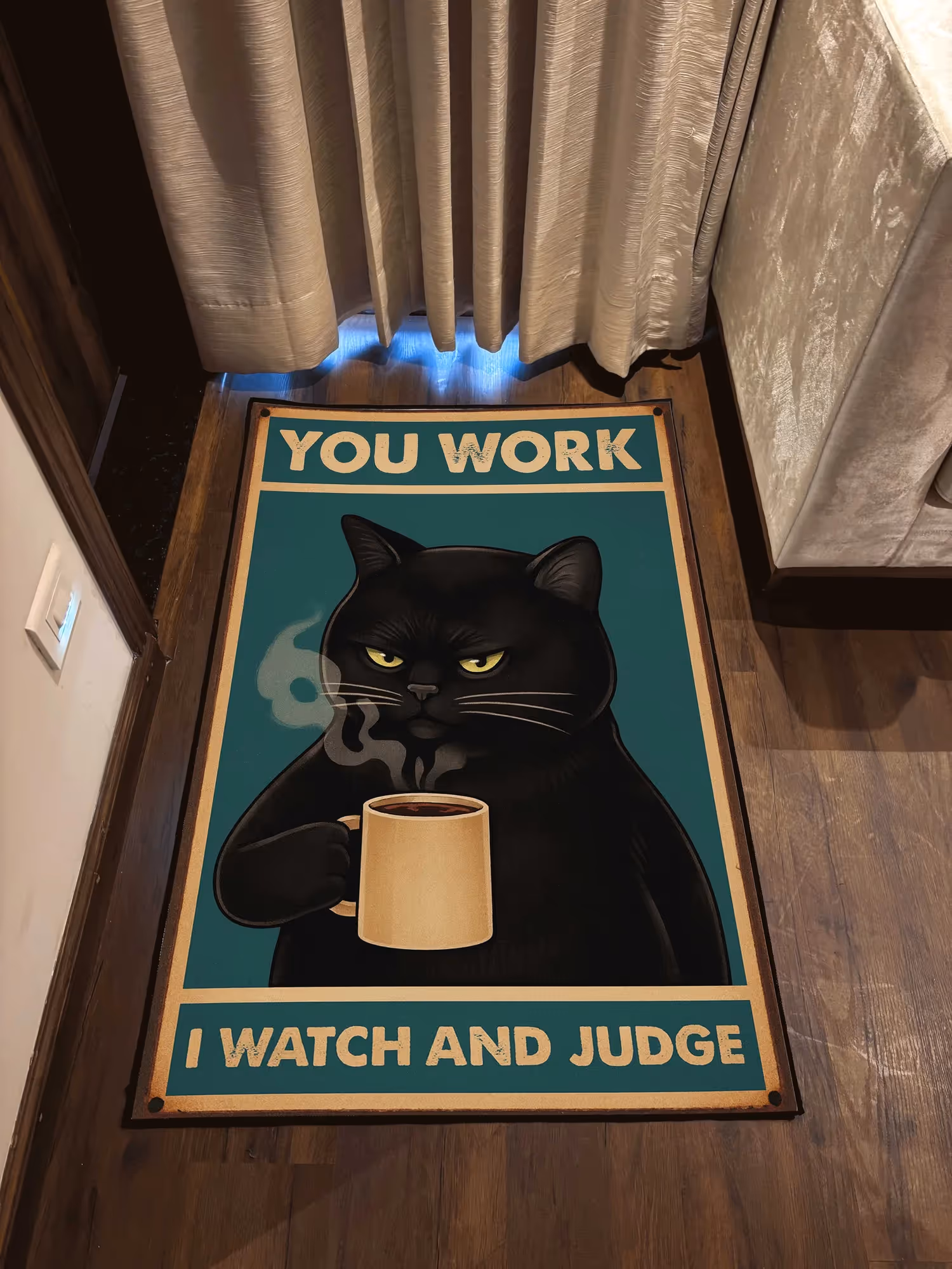 Cat Working Door Washable Rug image 2